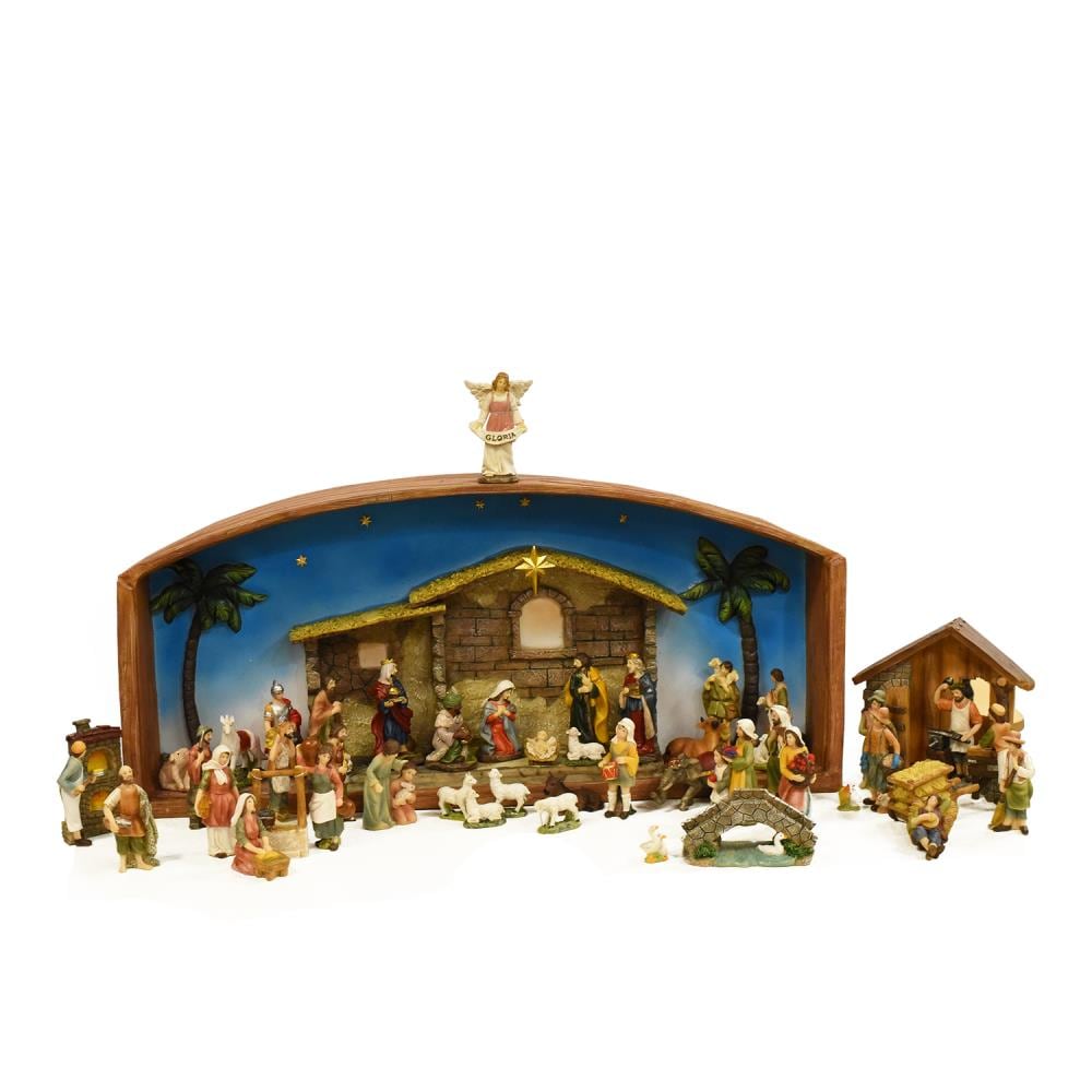 Northlight 32281562 14.25-in Christmas Nativity Village Set with Holy Family - 52-Piece Tabletop Decoration Nativity Christmas Decor
