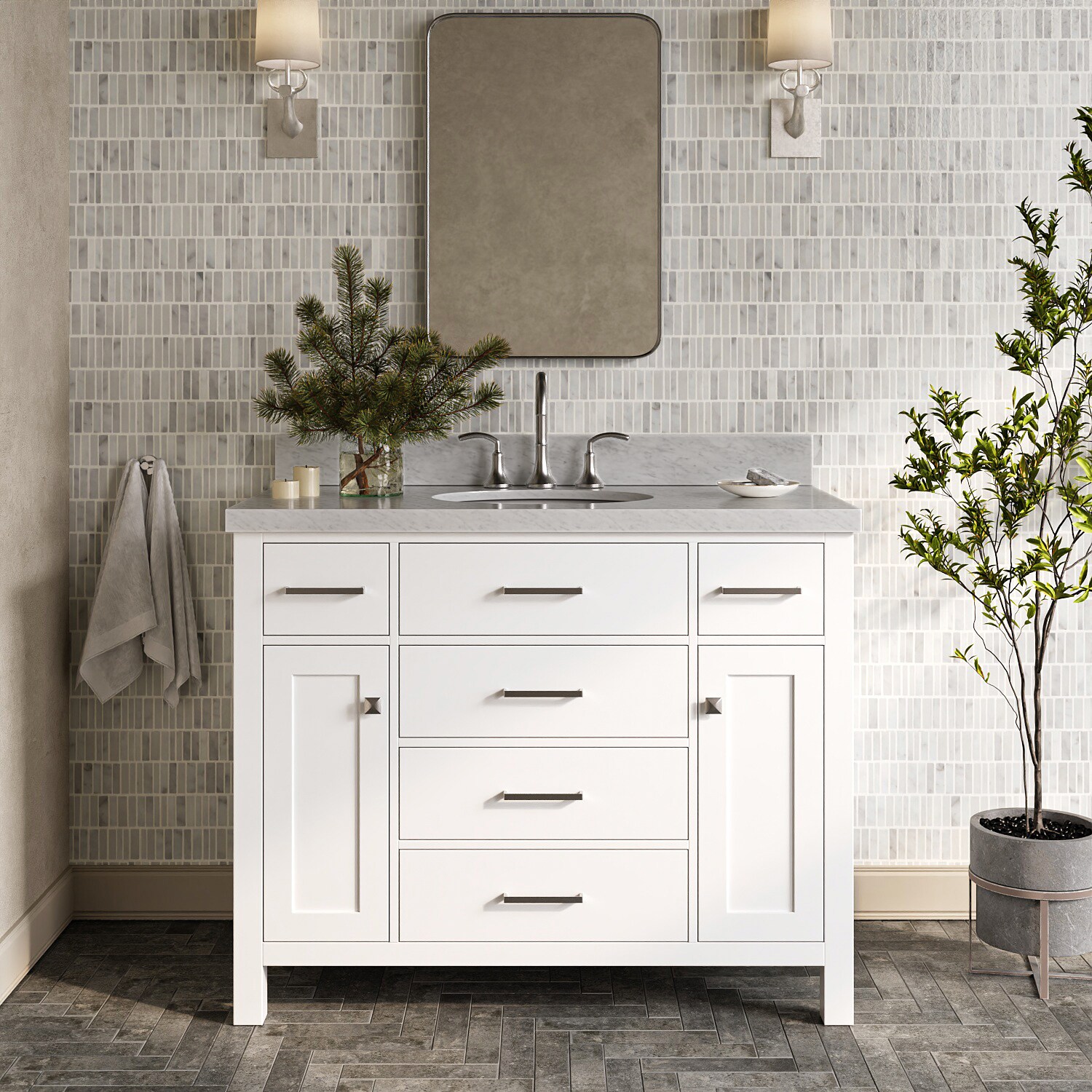 ARIEL Bristol Undermount Bathroom Vanity with Marble or Quartz Top