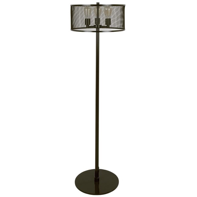 Antique Shaded Floor Lamp, Floor Lamp With Black Mesh Shade