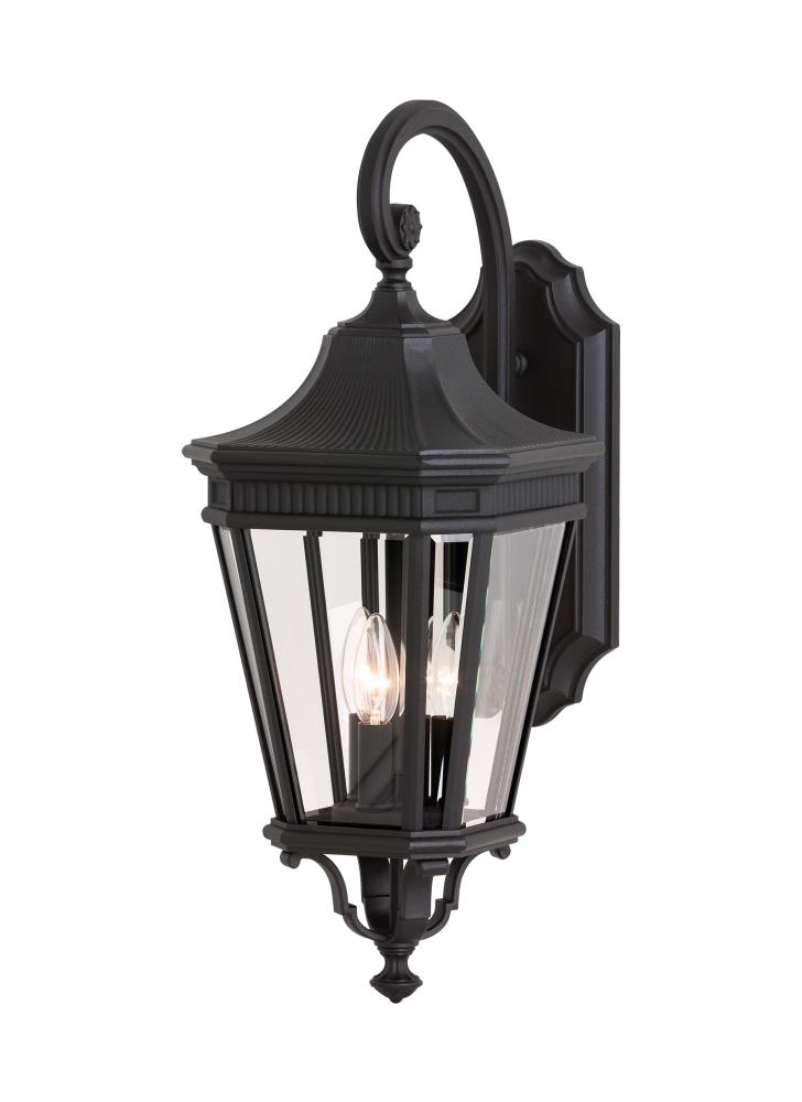 Black Bronze 3-Light Outdoor Wall Lantern with Clear Beveled Glass