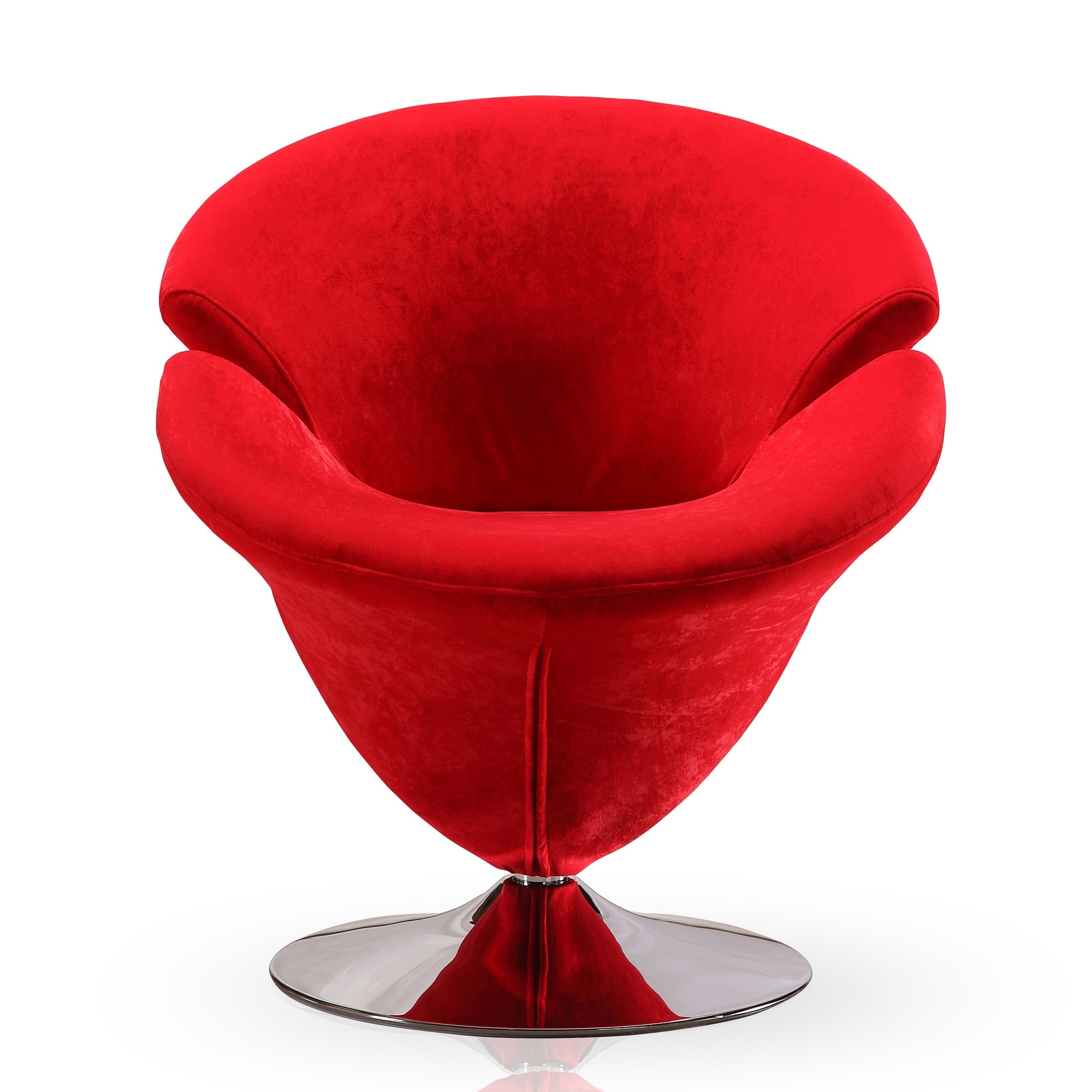 Tulip Red Velvet Swivel Barrel Accent Chair