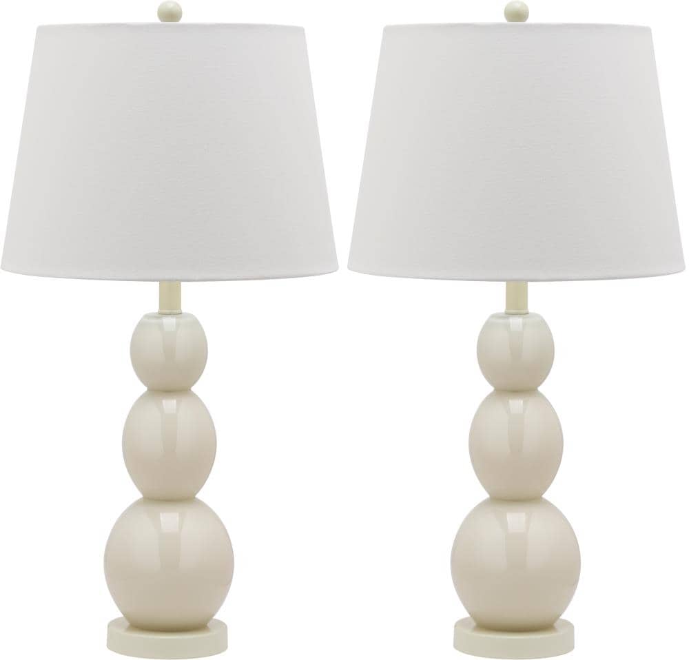 Safavieh LIT4089F-SET2 Jayne Modern/contemporary Medium base (E-26) Lamp Set with Off-white Shades