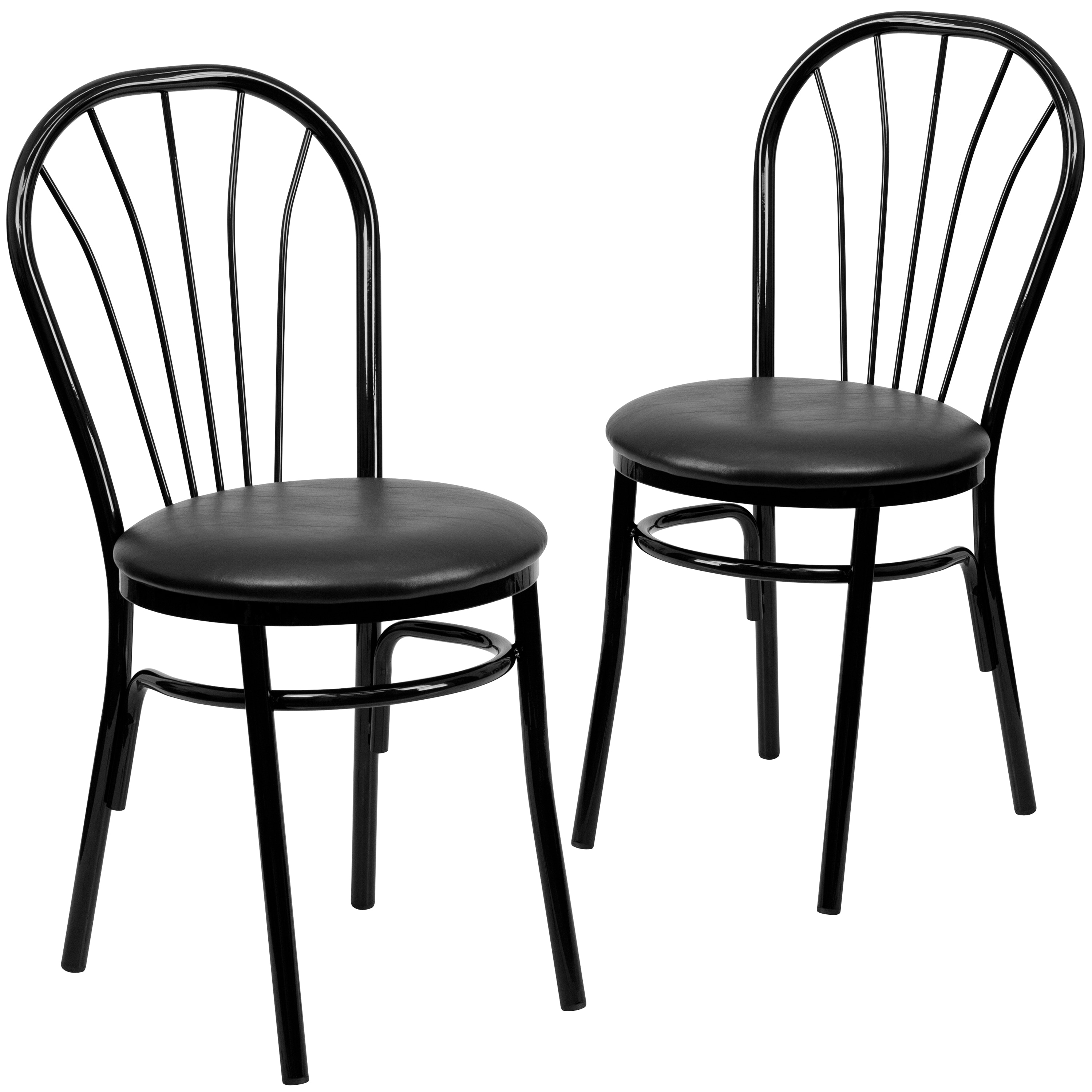 Flash Furniture - 2 Pack HERCULES Series Fan Back Metal Chair - Black Vinyl Seat