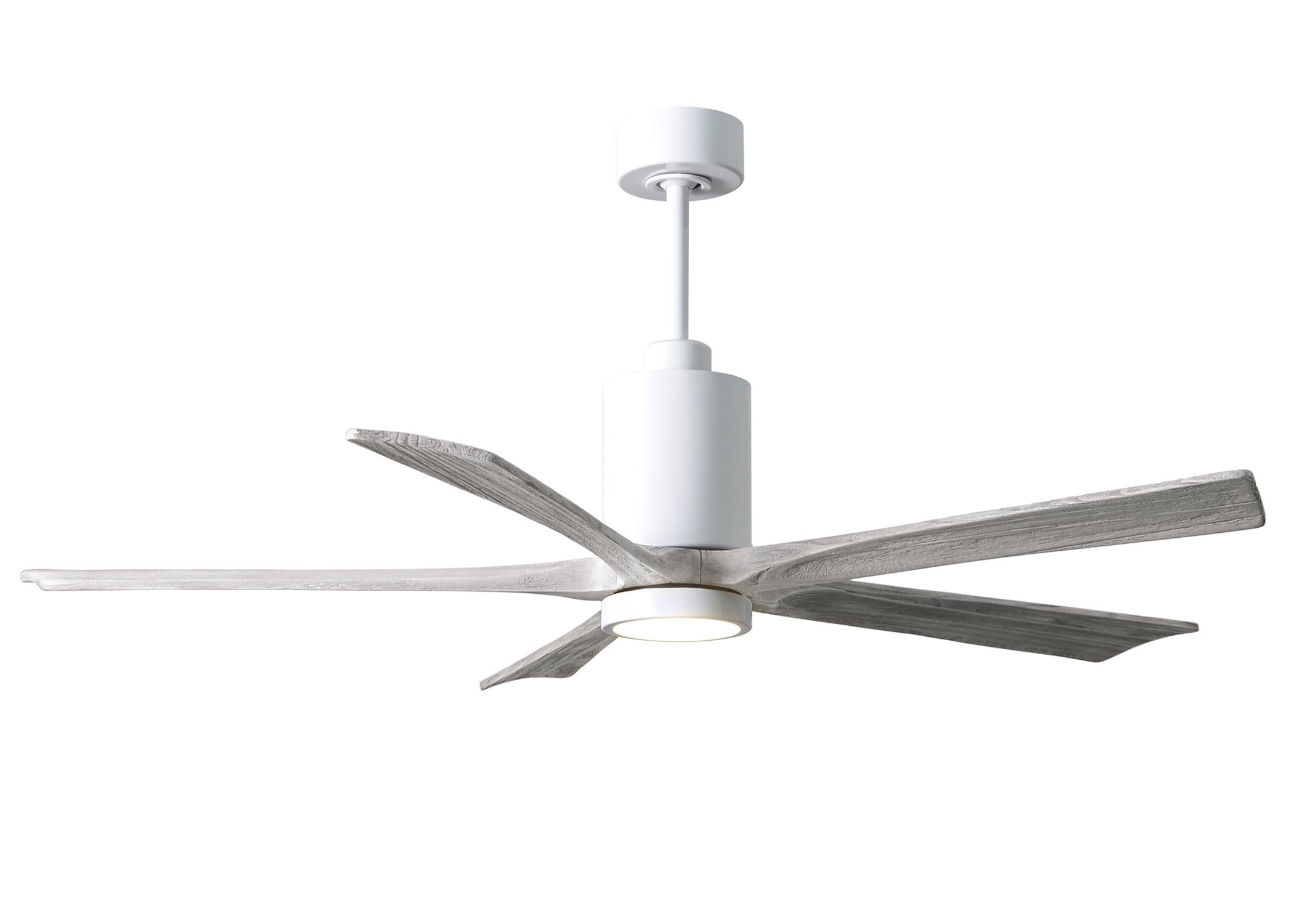 Matthews Fan Company PA5-WH-BW-60 Patricia 60-in Color-Changing Integrated LED Outdoor Gloss White with Barn Wood Tone Blades Ceiling Fan With Light - Remote Included ( 5 -Blade )
