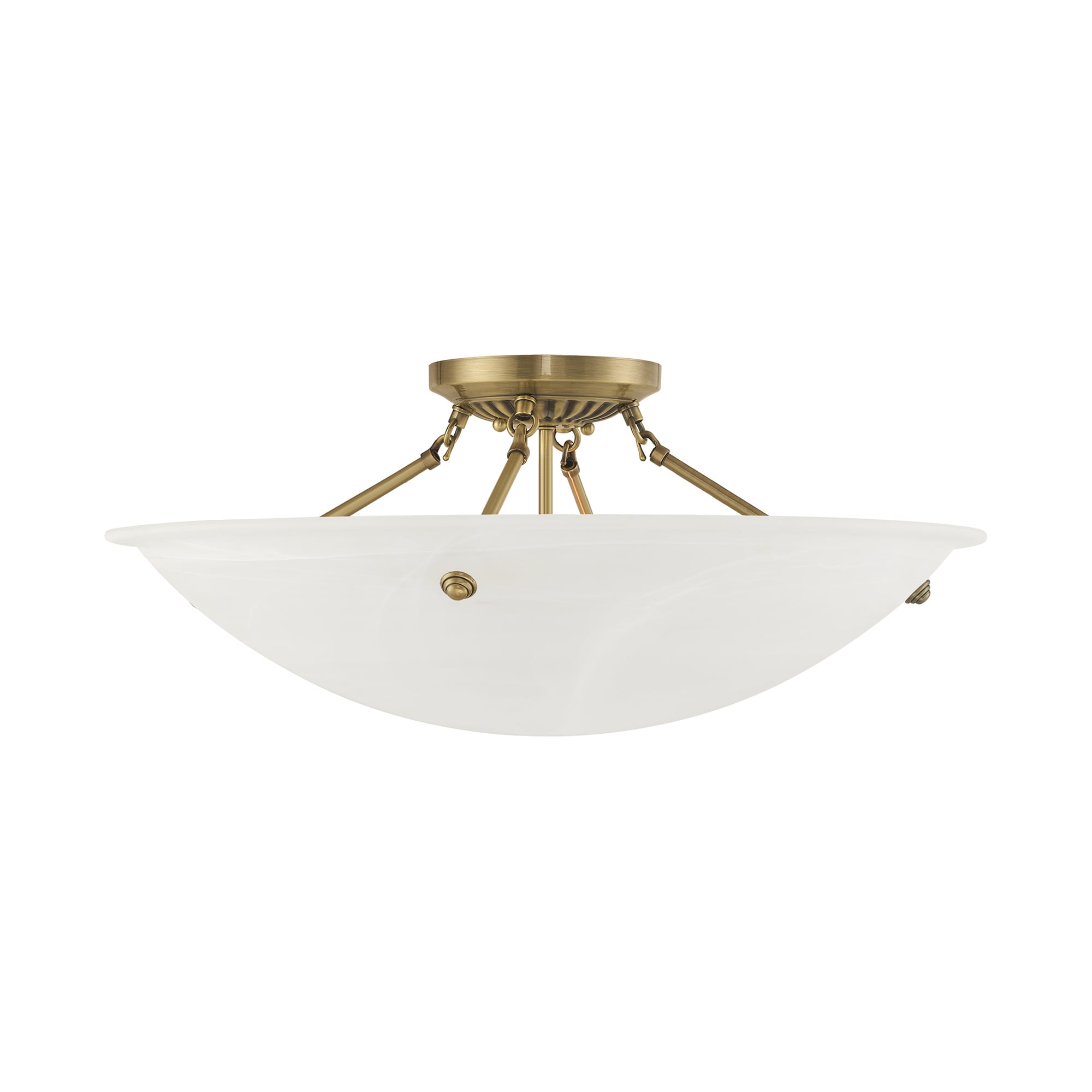 Antique Brass 4-Light Ceiling Mount with White Alabaster Glass