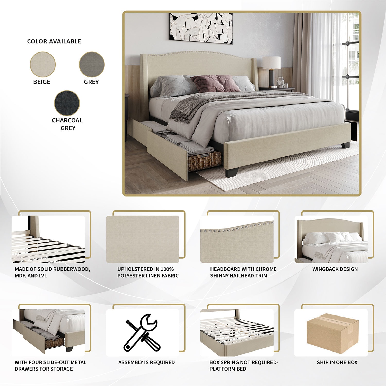 CasePiece C8530QPLS-BG-LN beds - View #10