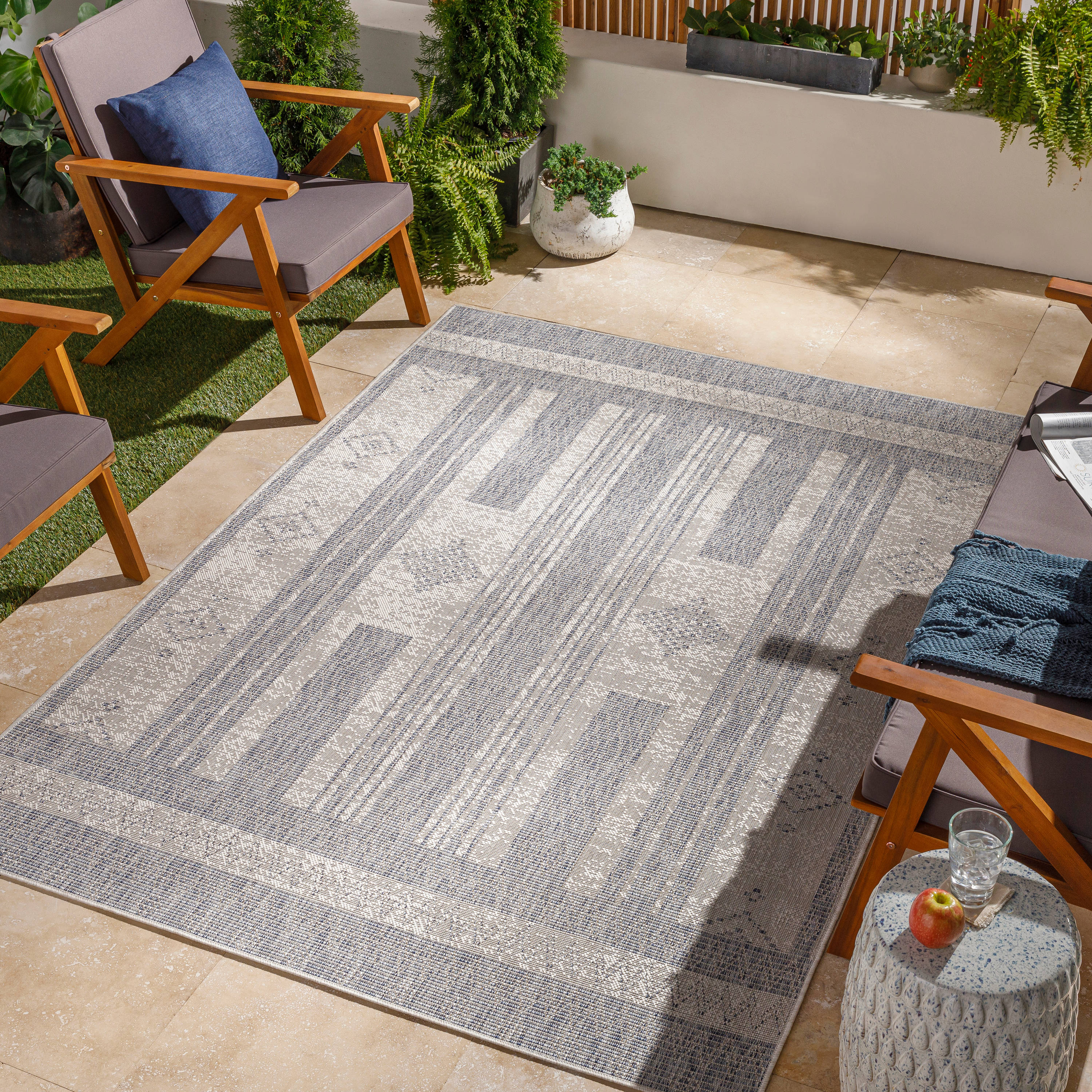 Livabliss TRG2320-537 Tuareg 5 x 7 (ft) Polypropylene Blue Rectangular Indoor/Outdoor Tribal Global Area rug