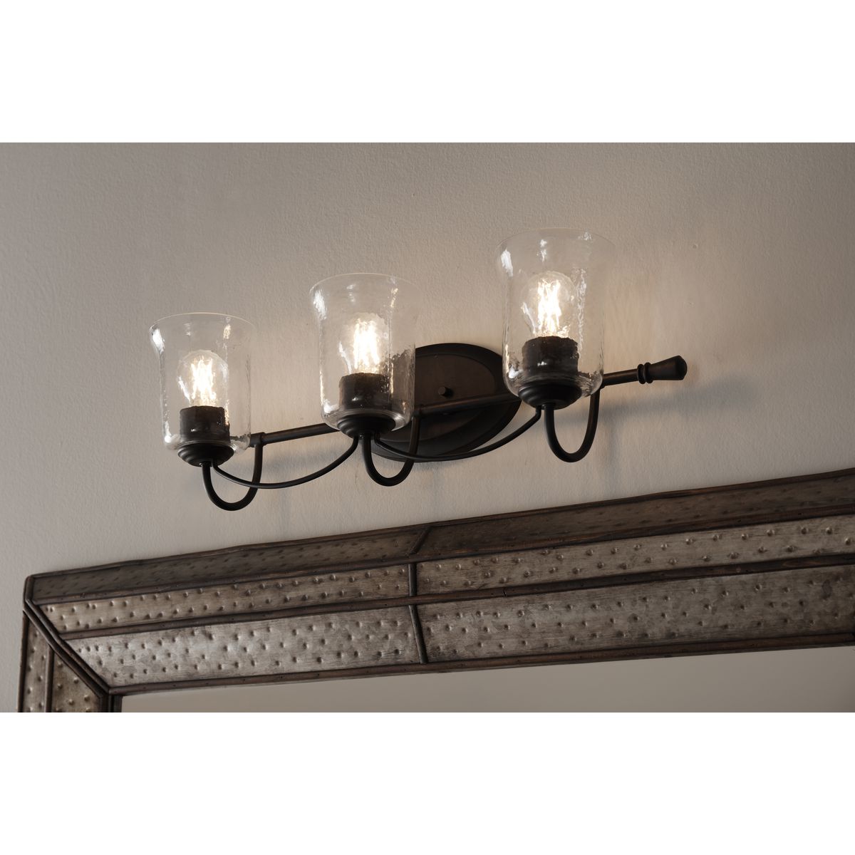 Bowman Matte Black 3-Light Bath Fixture with Clear Glass Shades