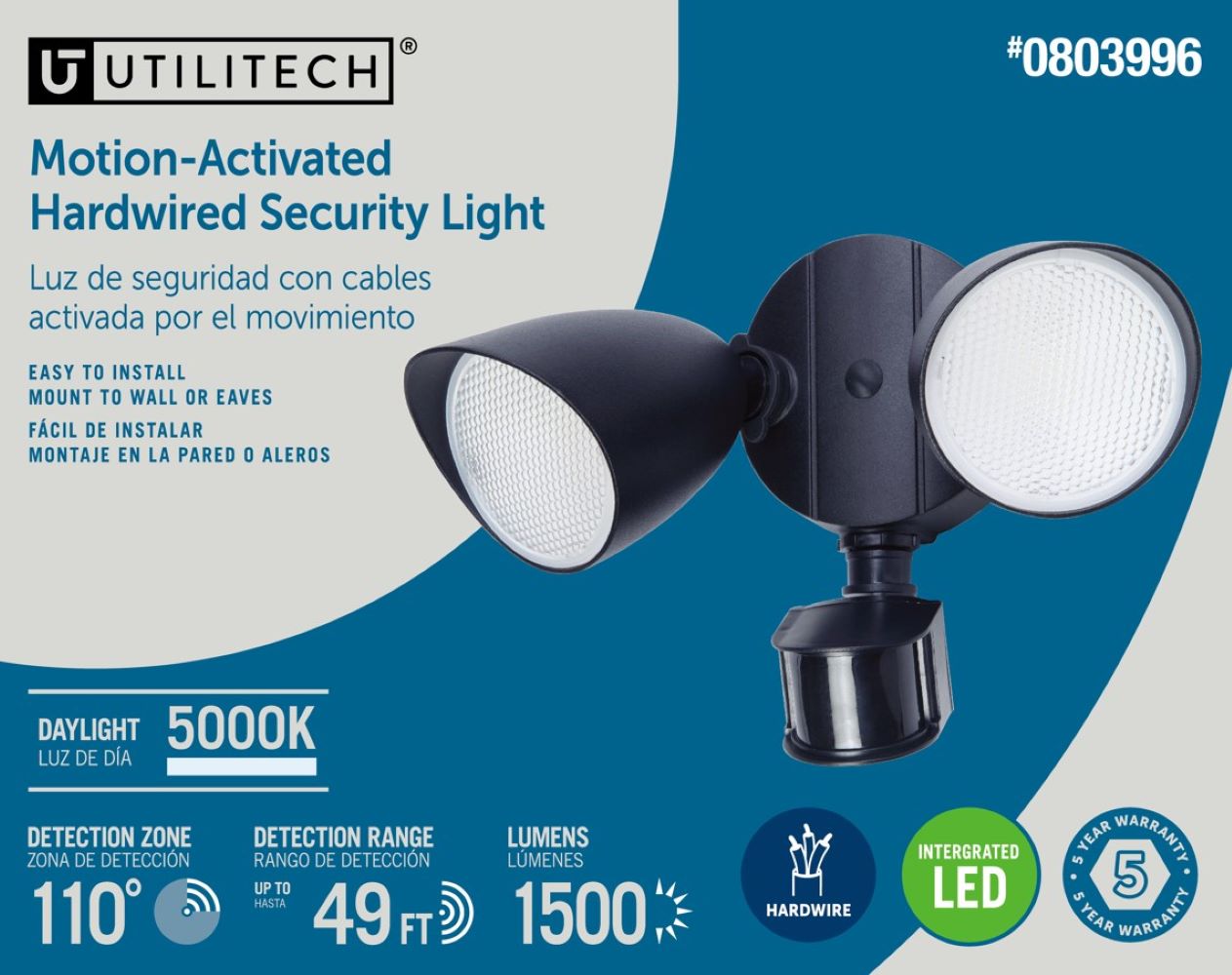 Utilitech 110 Degree 100 Wattage Equivalent Hardwired LED Black 2