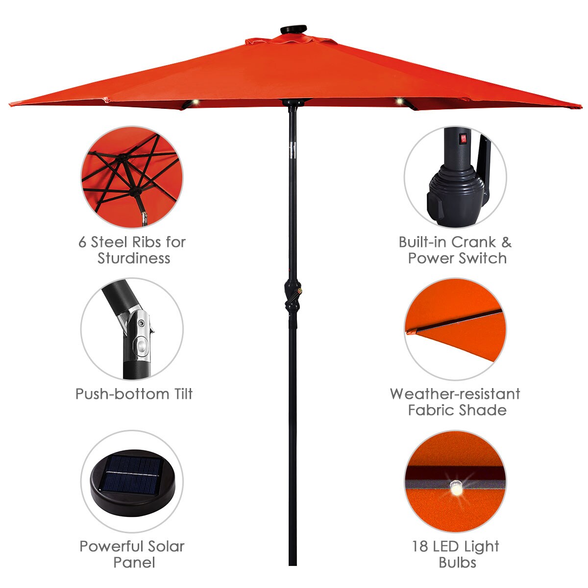 Costway OP2804OR Umbrellas-2 - View #8