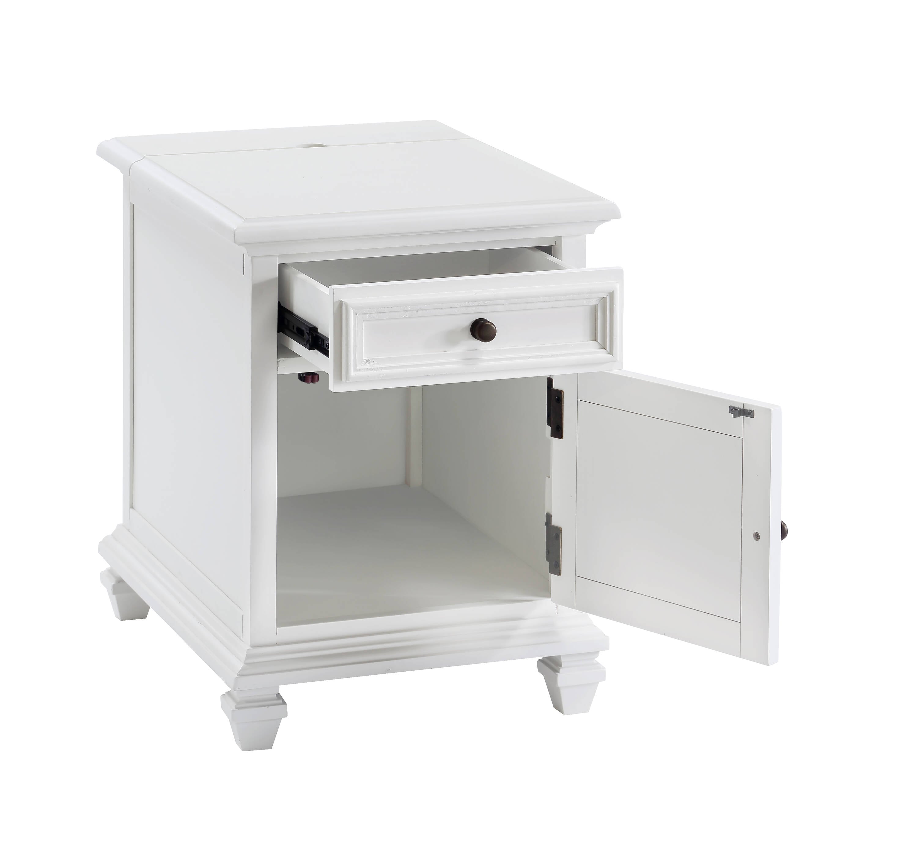 Charlestown White Rubberwood End Table with Storage Shelf