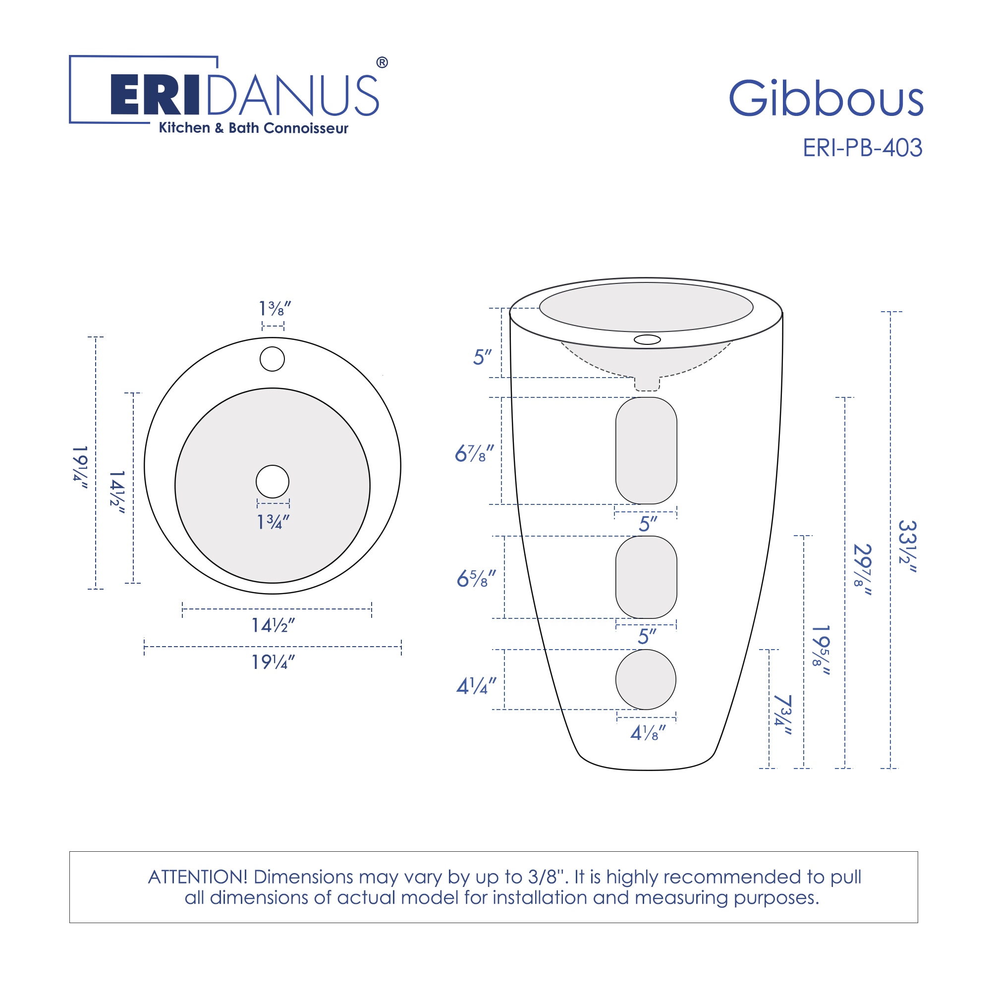 Eridanus ERI-PB-403-A Complete-Pedestal-Lavatories - View #3