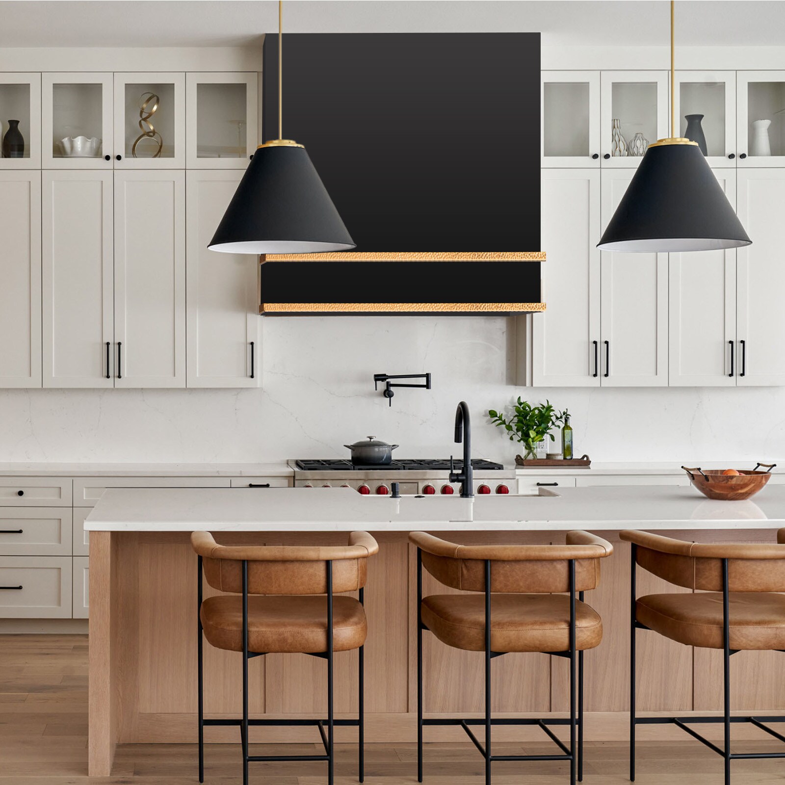 Akicon 30" Black and Gold Stainless Steel Wall Mounted Range Hood