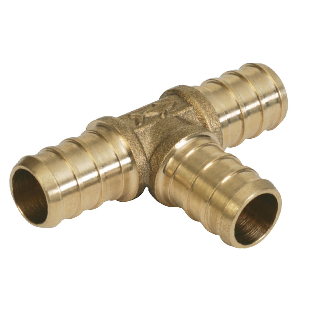 Litorange 1/2 inch T PEX Tee 1/2 x 1/2 x 1/2 (pack of 8) Lead-Free Brass  Barb Crimp Pipe Fitting/Fittings