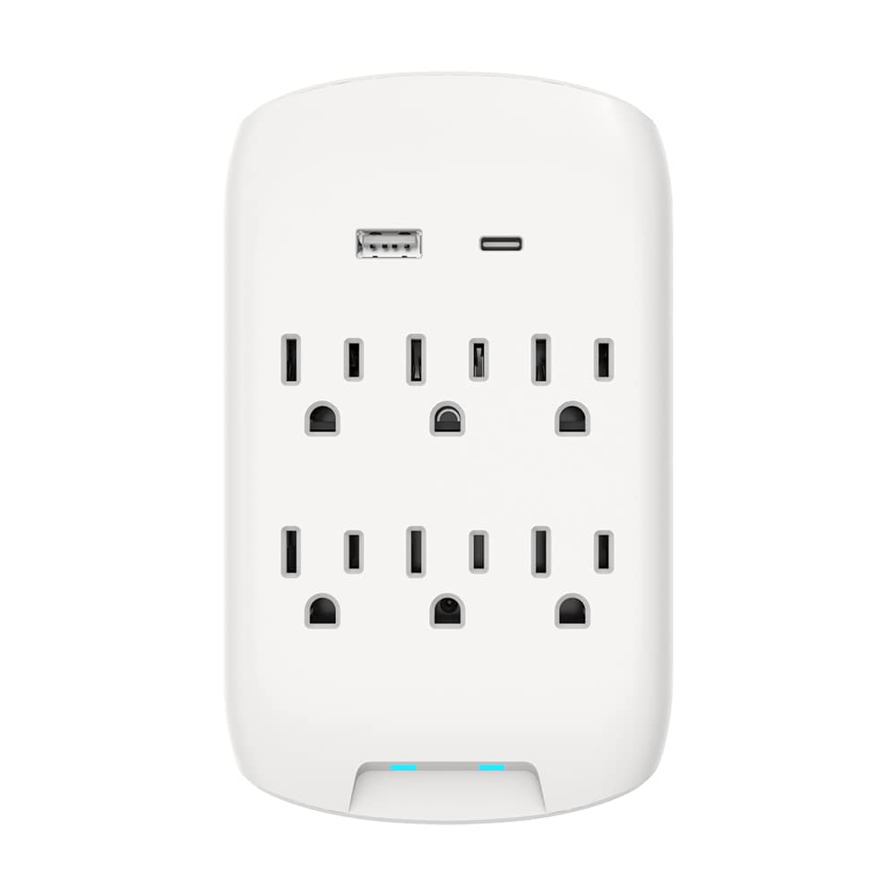 Utilitech LA-7A-24 6 -Outlet 900 Joules 1875 -Watts 1875VA White Indoor USB AC Surge Protector
