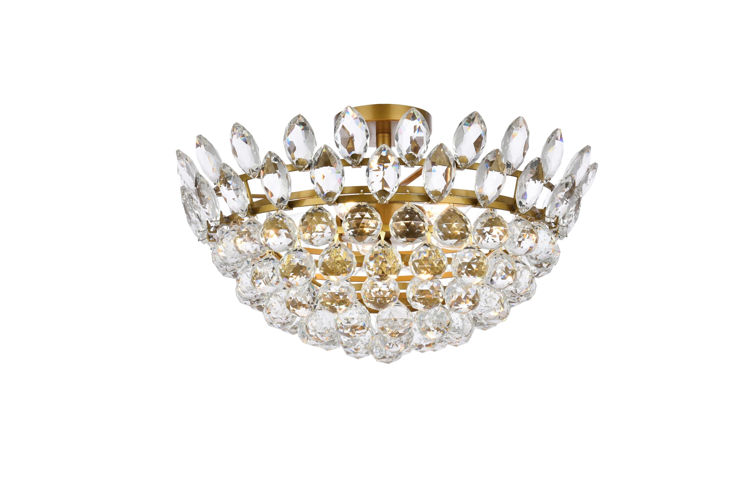 Emilia Brass and Crystal 5-Light Flush Mount
