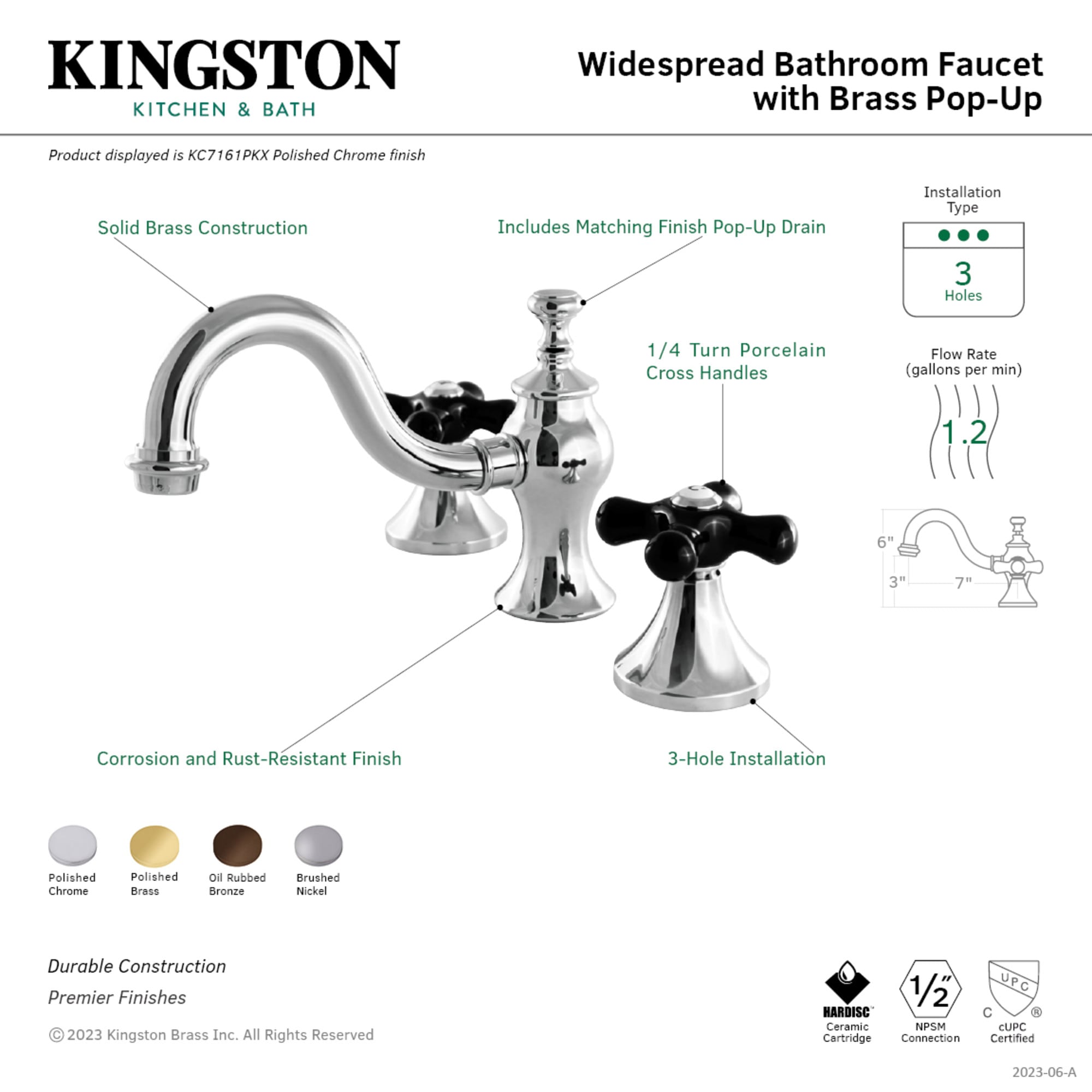Kingston Brass WLKC7165PKX Lavatory-Faucets - View #2