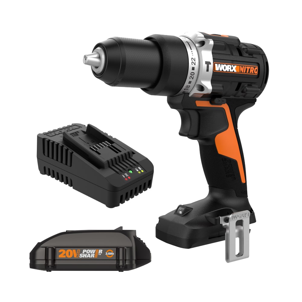 WORX 1/2-in 20-volt 2-Amp Variable Speed Brushless Cordless Hammer Drill (1-Battery Included)