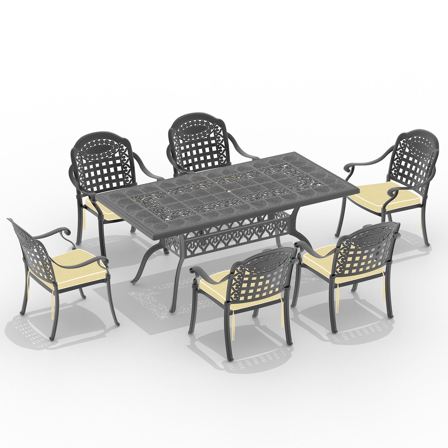 7-Piece Set Of Cast Aluminum Patio Furniture Stackable Chairs Patio ...