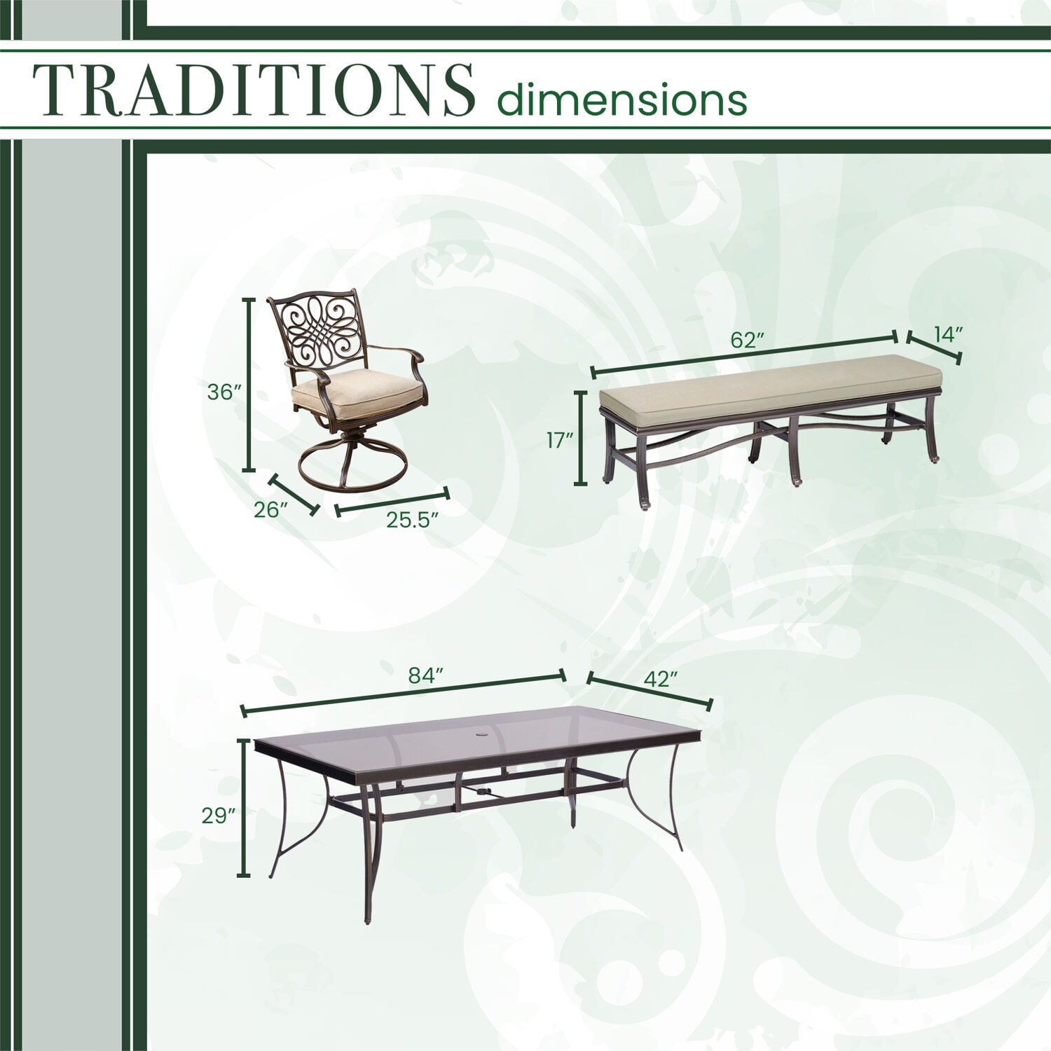 Hanover TRADDN7PCSW5GBN-TAN Patio-Dining-Sets - View #3