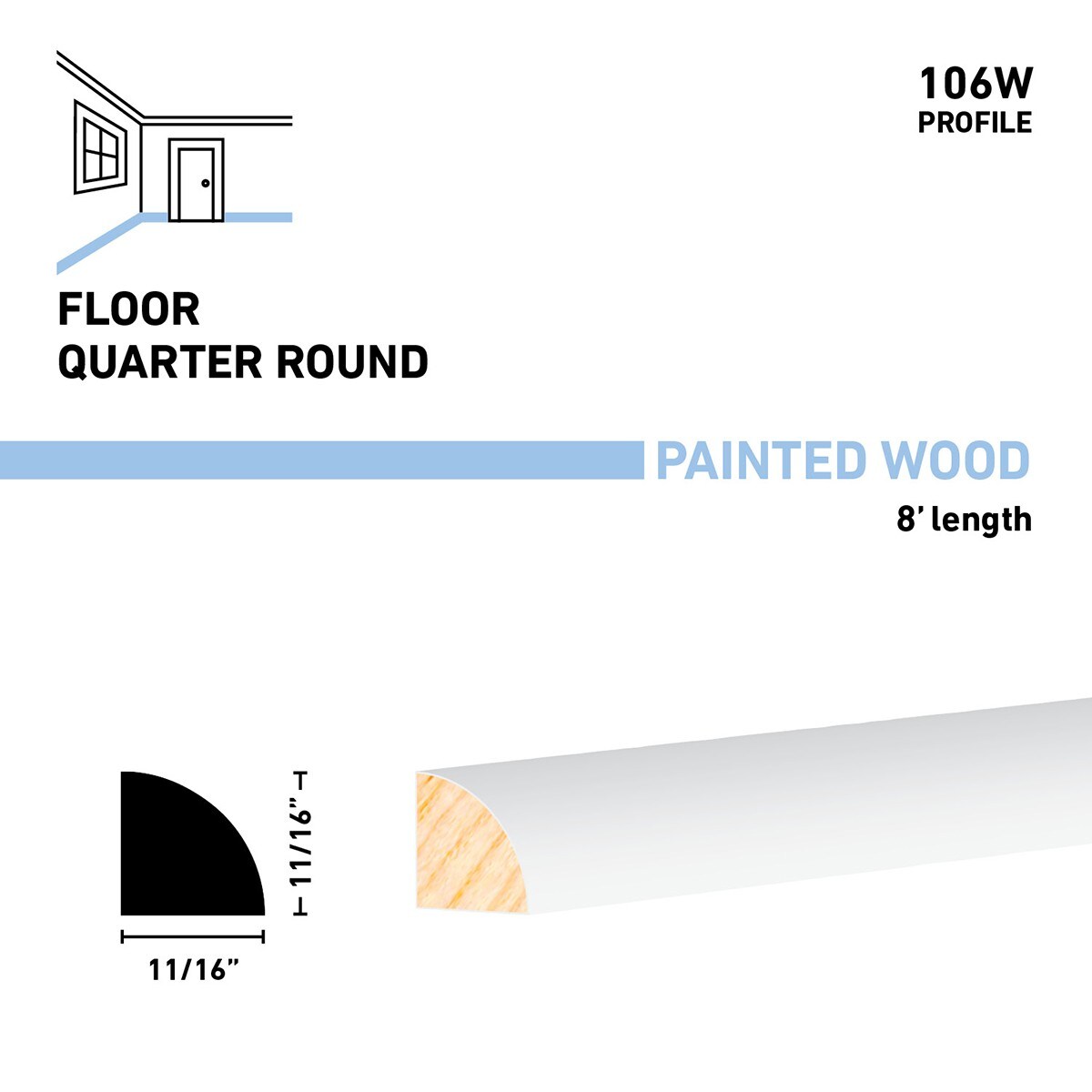 allen + roth 11/16-in x 11/16-in x 8-ft Traditional Painted Finger ...