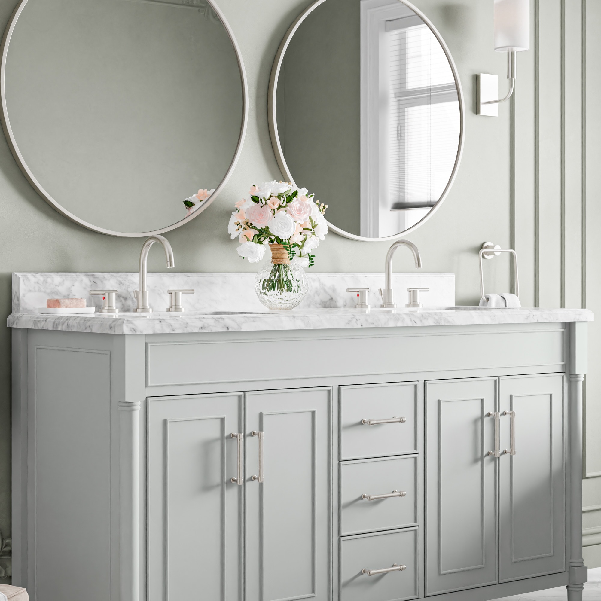 allen + roth Perrella 61-in Light Gray Undermount Double Sink Bathroom ...