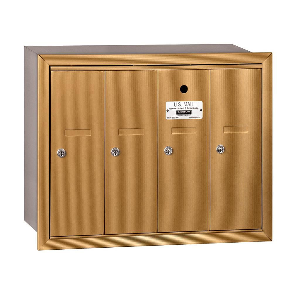 SALSBURY INDUSTRIES 3504BRU Recessed Mount Gold Metal Extra Large Lockable Cluster Mailbox