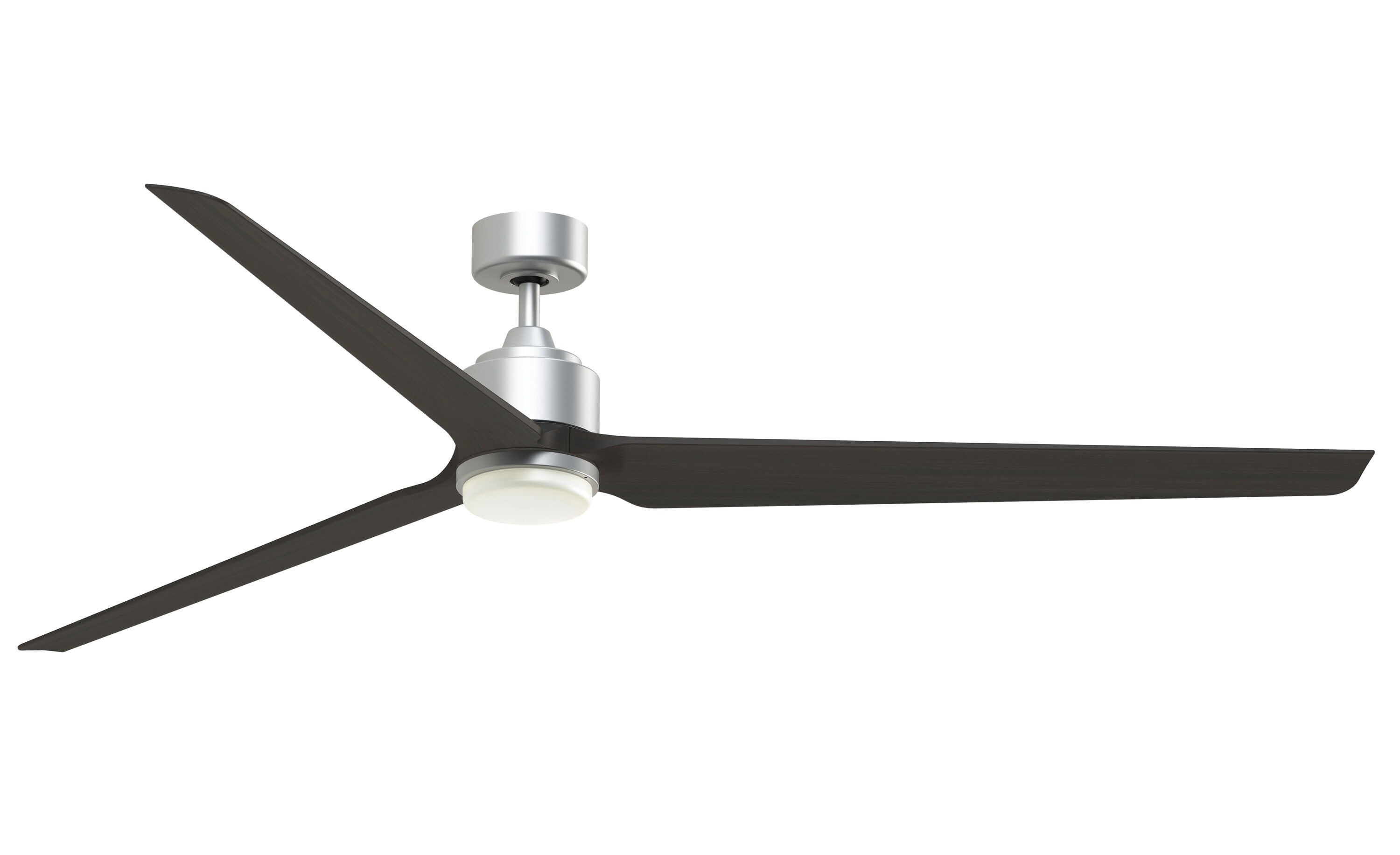 Fanimation TriAire Custom 84-in Silver Color-changing LED Indoor/Outdoor Smart Propeller Ceiling Fan with Light Remote (3-Blade) Walnut -  FPD8515SLW-84DWAW-LK
