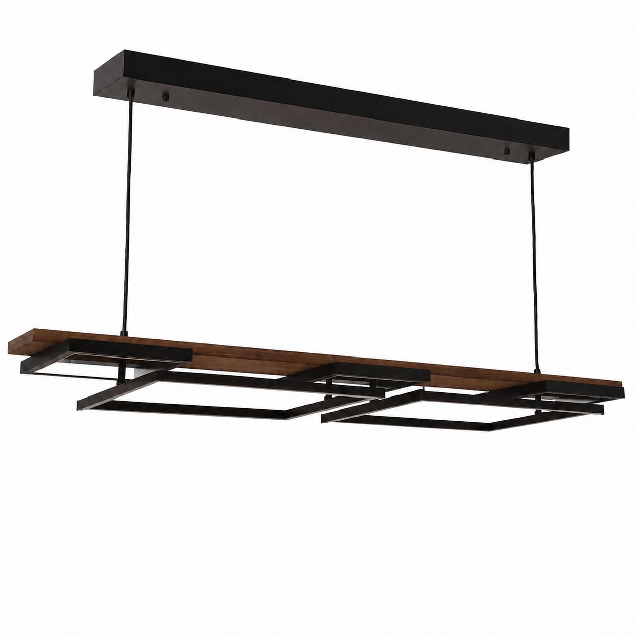 Aoibox  Vintage Black Wood 65W 47 64 in 2 Layer Adjustable Dimmable Integrated LED Pendant Light with Remote