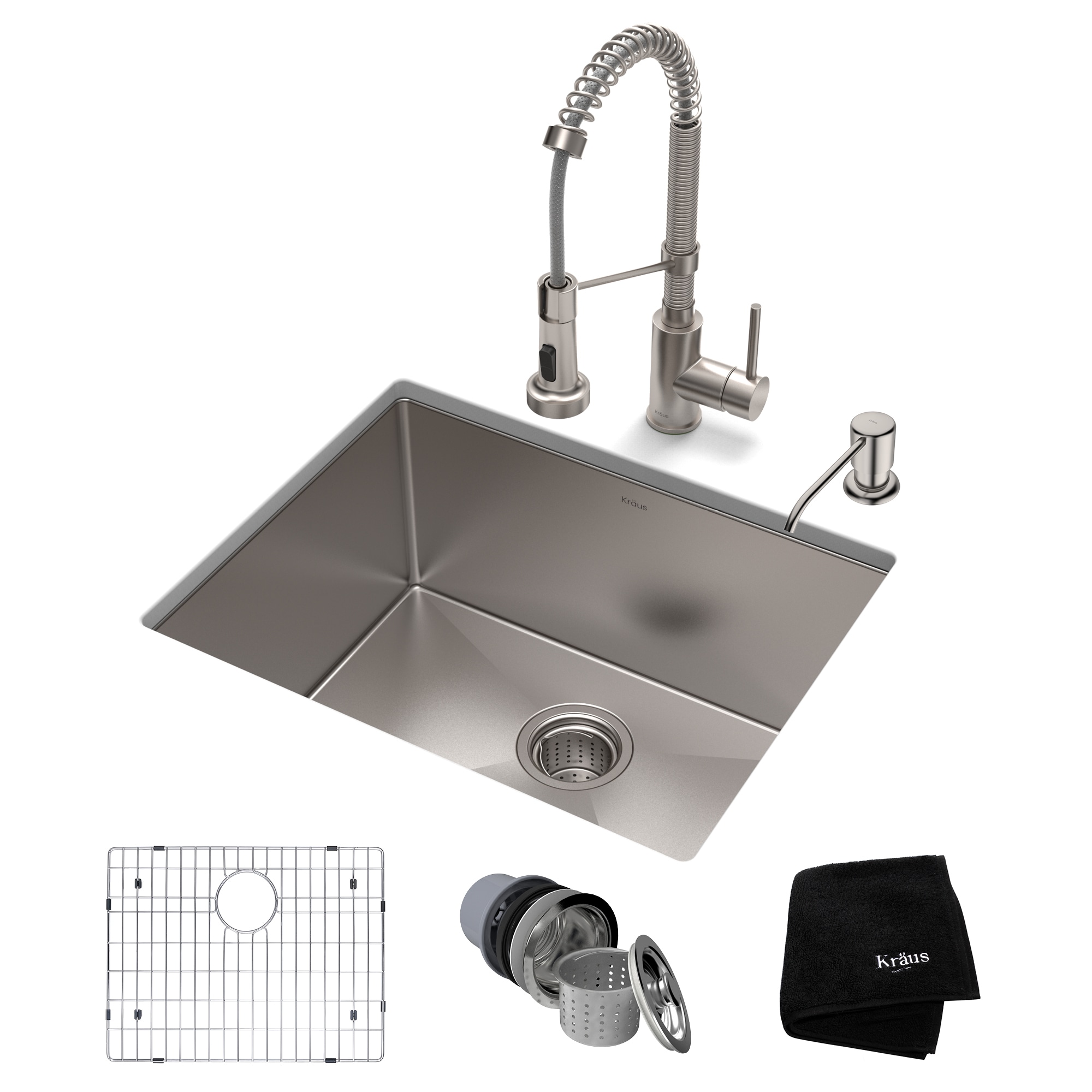 Kraus KHU101-23-1610-53SS Standart PRO Undermount 23-Inches x 18-Inches Stainless steel Single bowl 16 -Gauge Kitchen Sink All-in-One Kit
