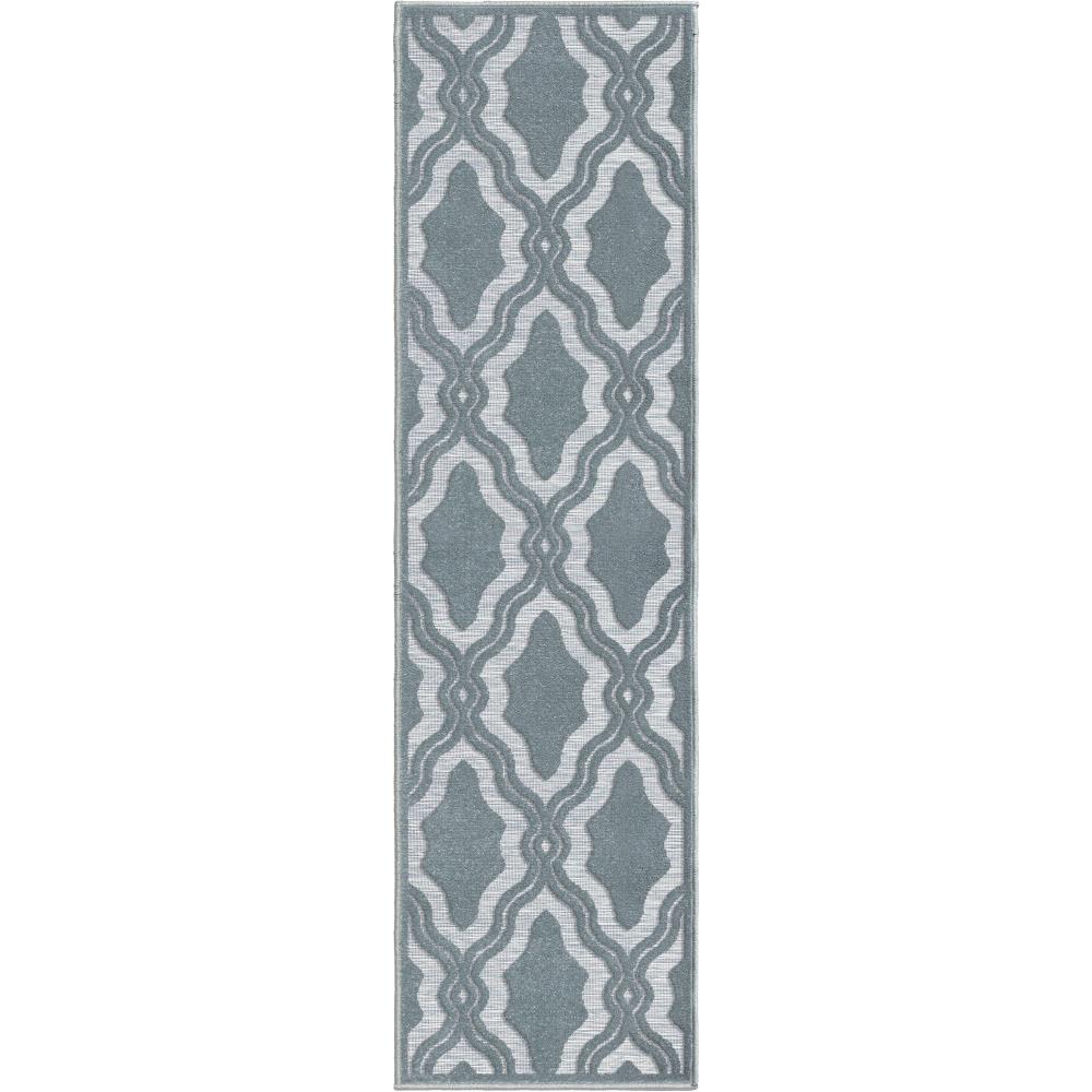 My Texas House 430677 Cotton Blossom 2 x 8 (ft) Polypropylene Harbor Blue Rectangular Indoor/Outdoor Geometric Farmhouse/Cottage Runner rug