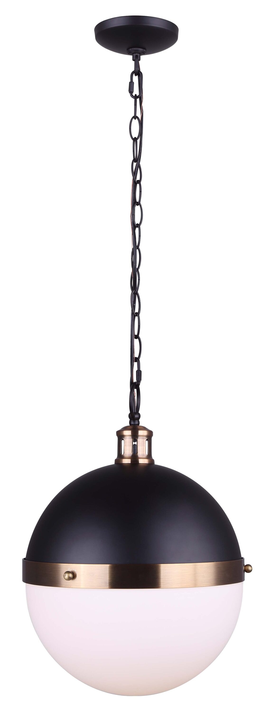 Matte Black and Gold Glass Globe Pendant Light