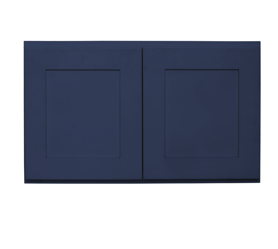 RELIABILT LS-SN-W3018B Creston 30-in W x 18-in H x 12-in D Navy Blue Wall Ready to assemble Plywood Cabinet (Recessed Panel Shaker)