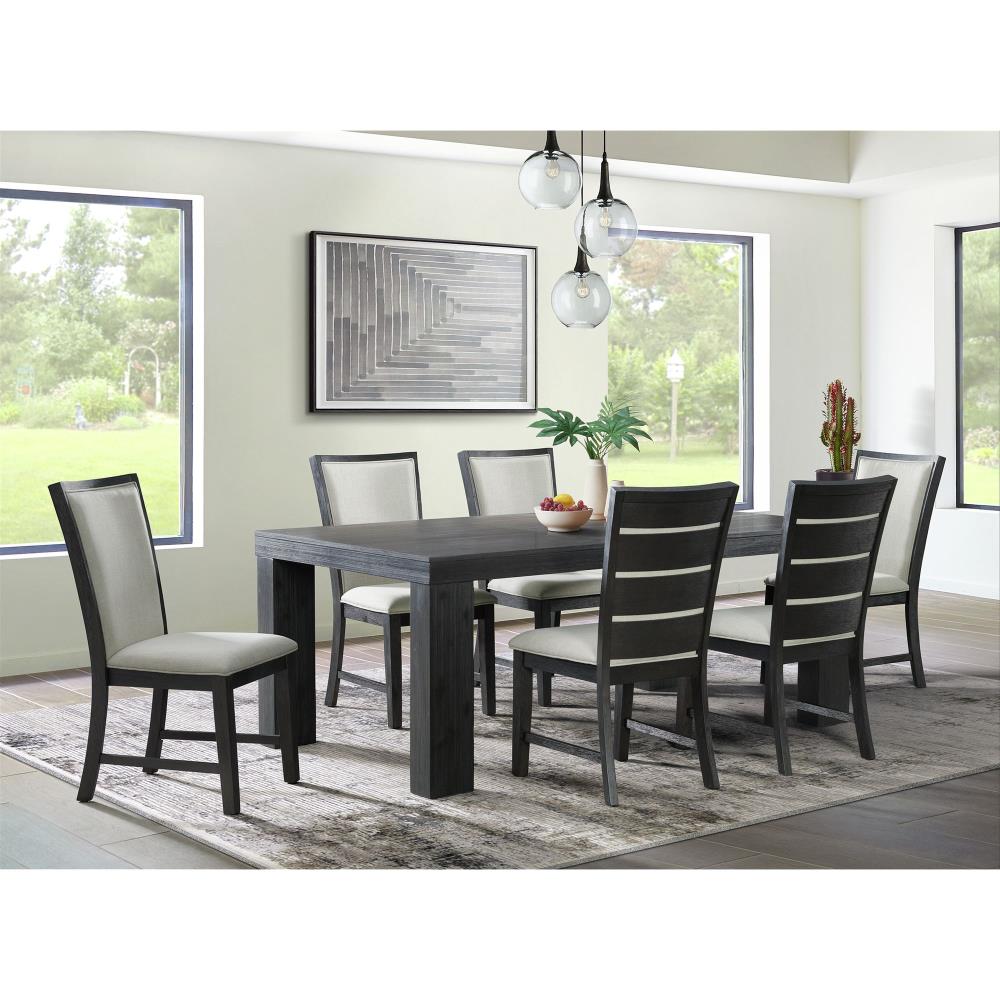 Leaf Wood Transitional House 42-in Dining Base in 30-in Black Tables Picket x Table, Furnishings Extending the with Removable at Wood Veneer Dining H Black Jasper L department