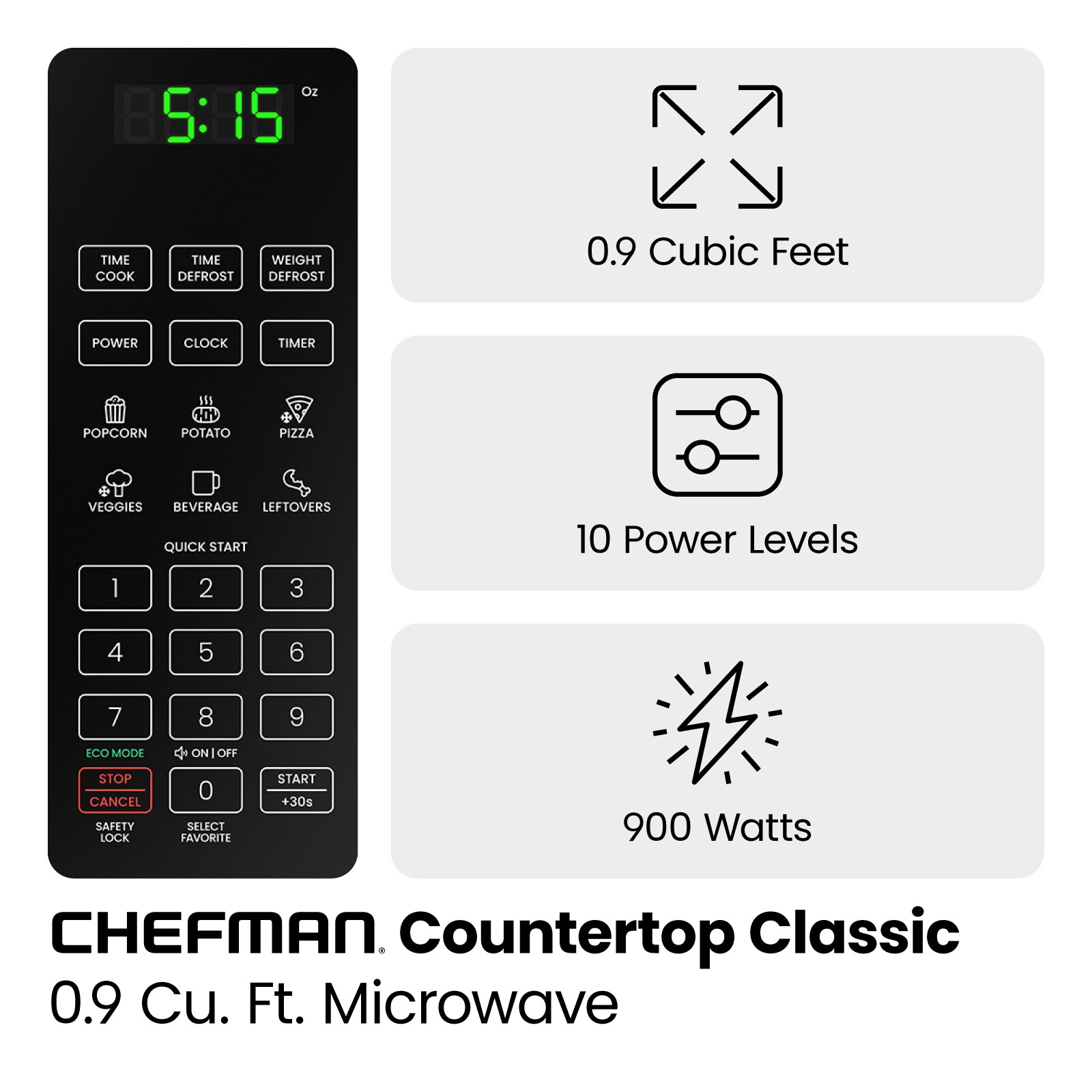  Chefman Countertop Microwave Oven 0.9 Cu. Ft. Digital Stainless  Steel Microwave 900 Watt with 6 Presets, Eco Mode, Mute Option, Memory  Function, Child Safety Lock, Kitchen, Home, Dorm Essentials: Home & Kitchen