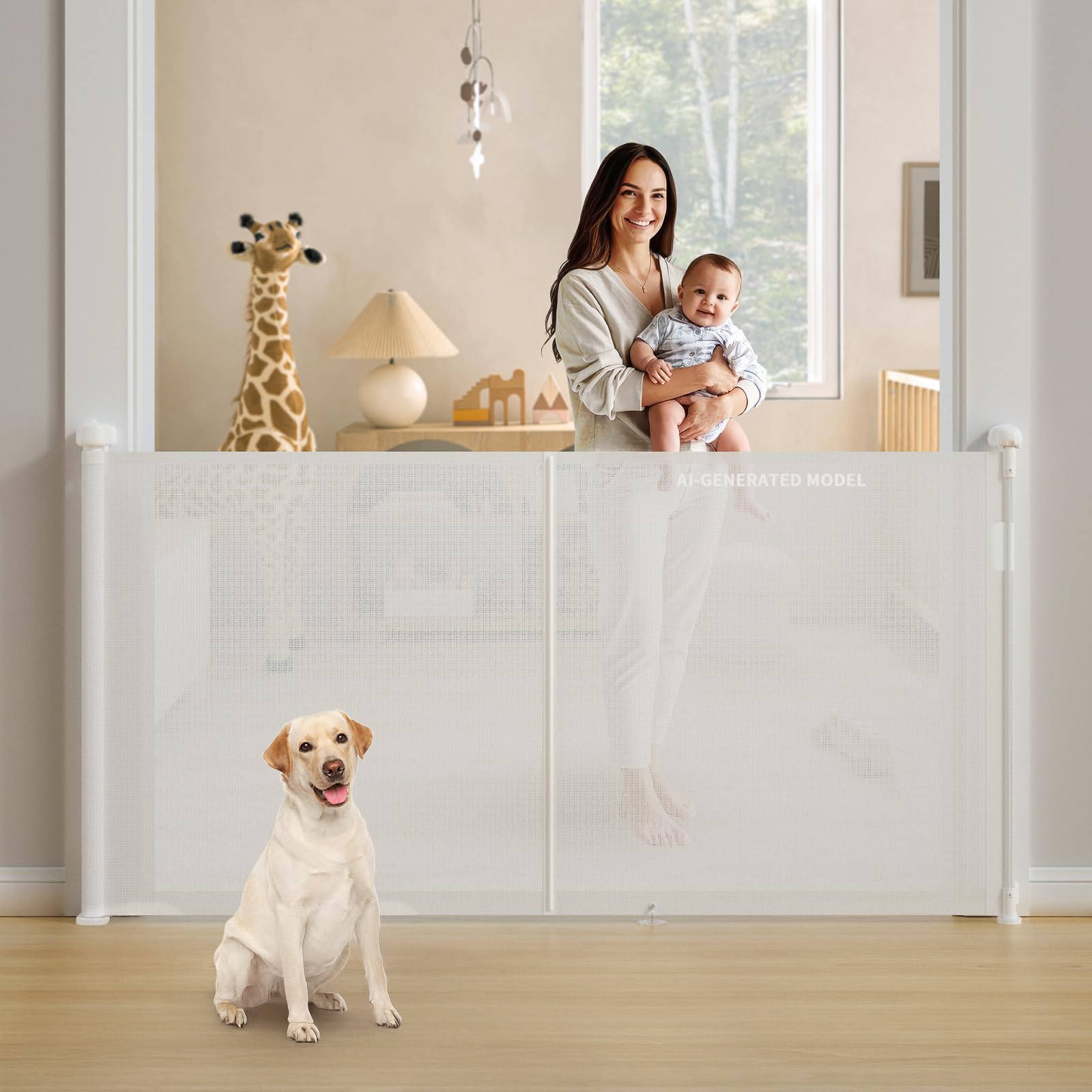 JVFCXXV  Upgrade Retractable Baby Gates Extra Wide 71 W by 42 H Reinforced Retractable Dog Gate for Indoor and Outdoor Use