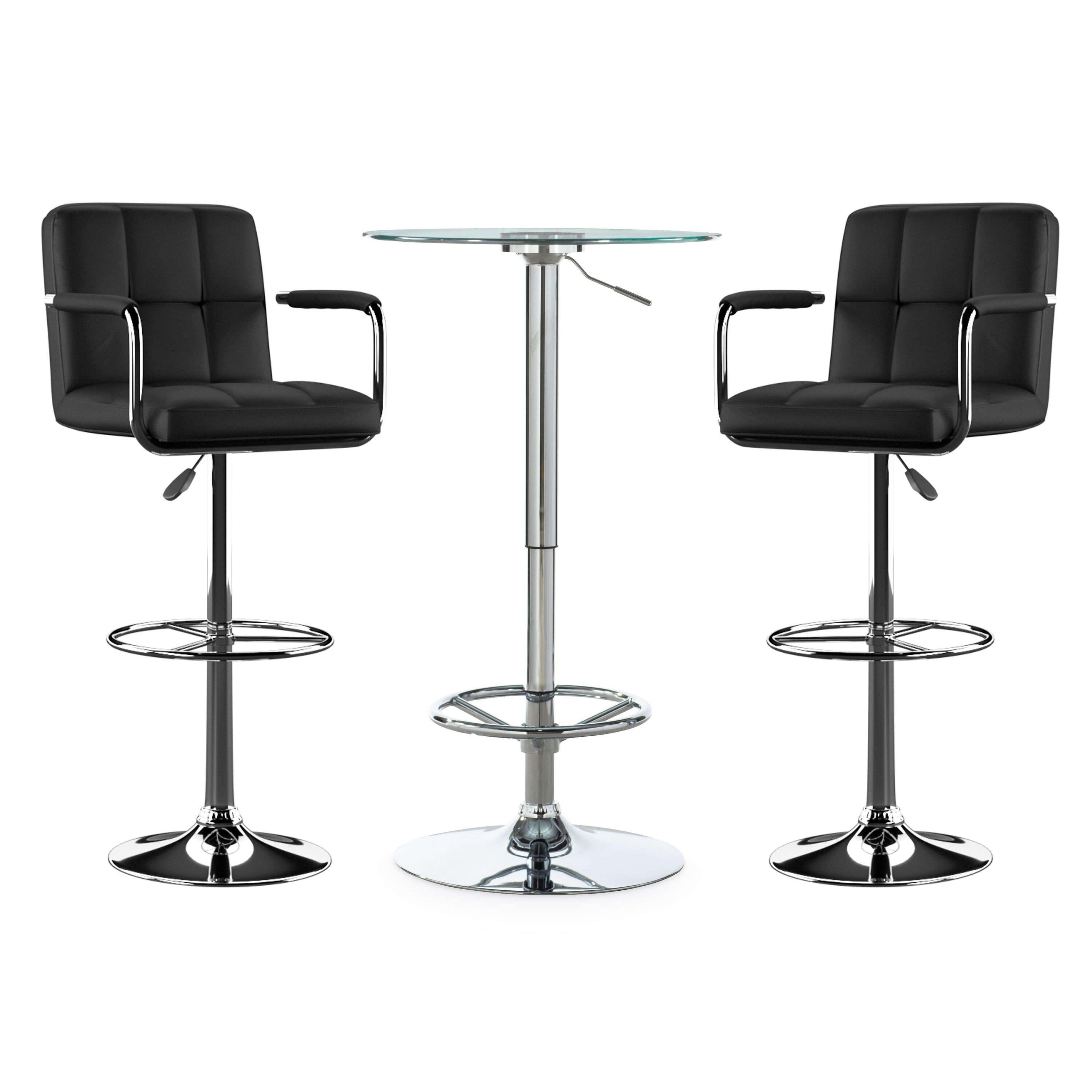 Linon PWLSS488 Black Contemporary/Modern Dining Room Set with Round Table ( Seats 2 )