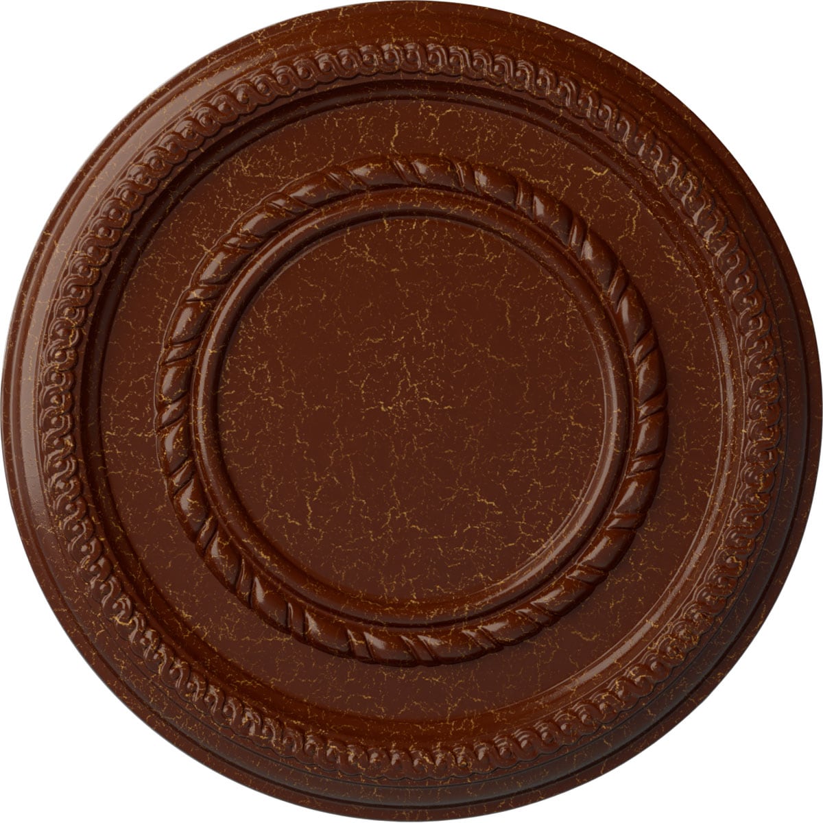Ekena Millwork CM12FEBMC Federal Roped Small 12.5-in W x 12.5-in L Painted Burnished Mahogany Crackle Polyurethane Whole Ceiling Medallion