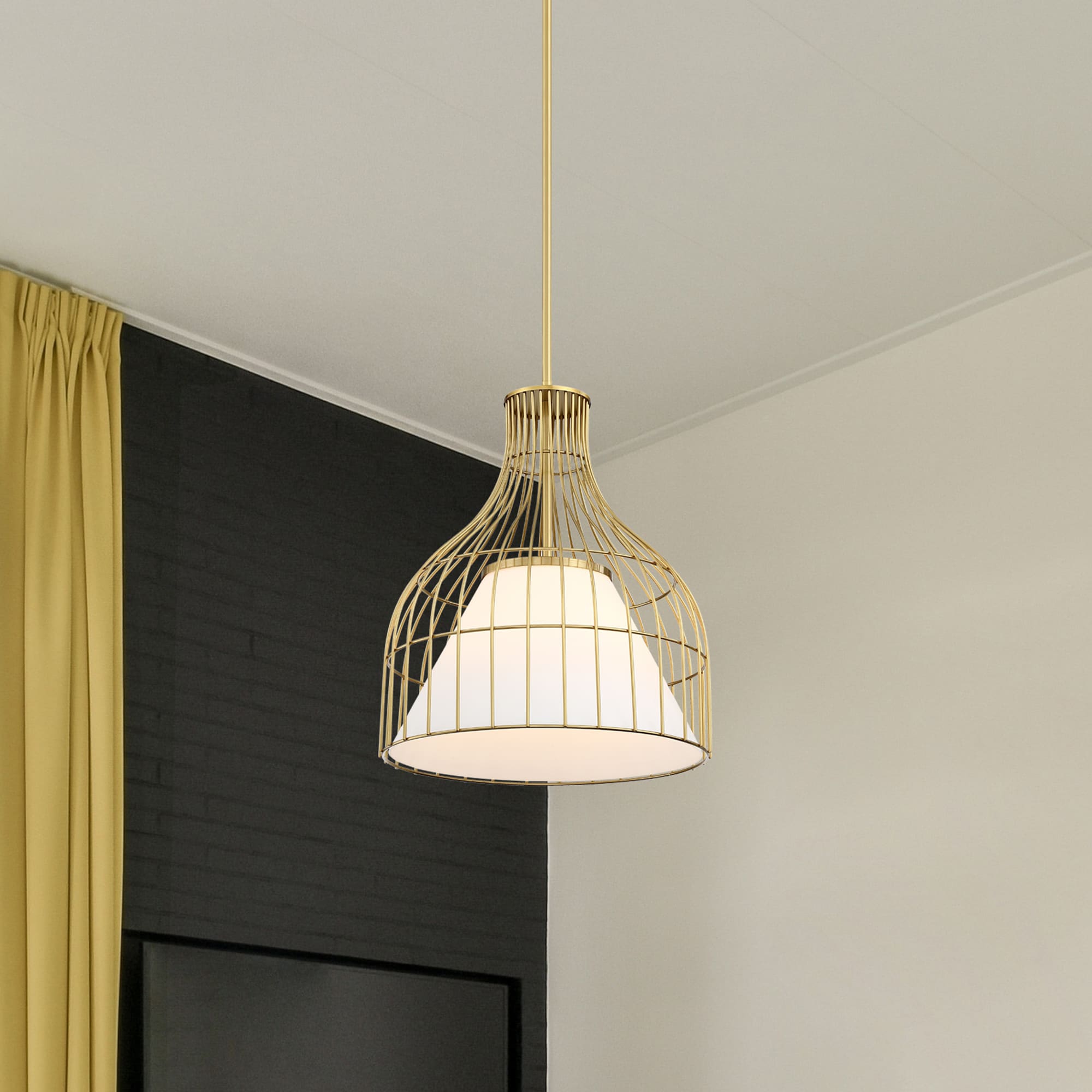 Designers Fountain D340M-16P-BG Evensong 1 -Light Brushed Gold Transitional Opal glass Linear Hanging Pendant light