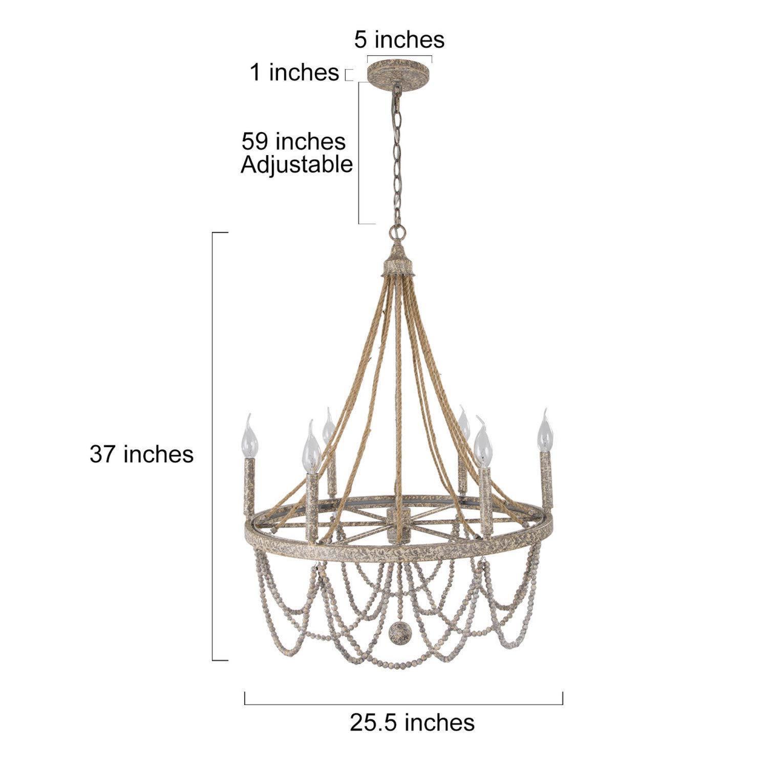 LNC Elegant 6-Light Antique Rustic Gray Rustic Beaded Chandelier in the ...