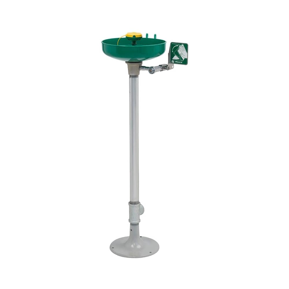 Haws  72617271 Pedestal mounted, plastic bowl eye/face wash with AXION MSR eye/face wash head.