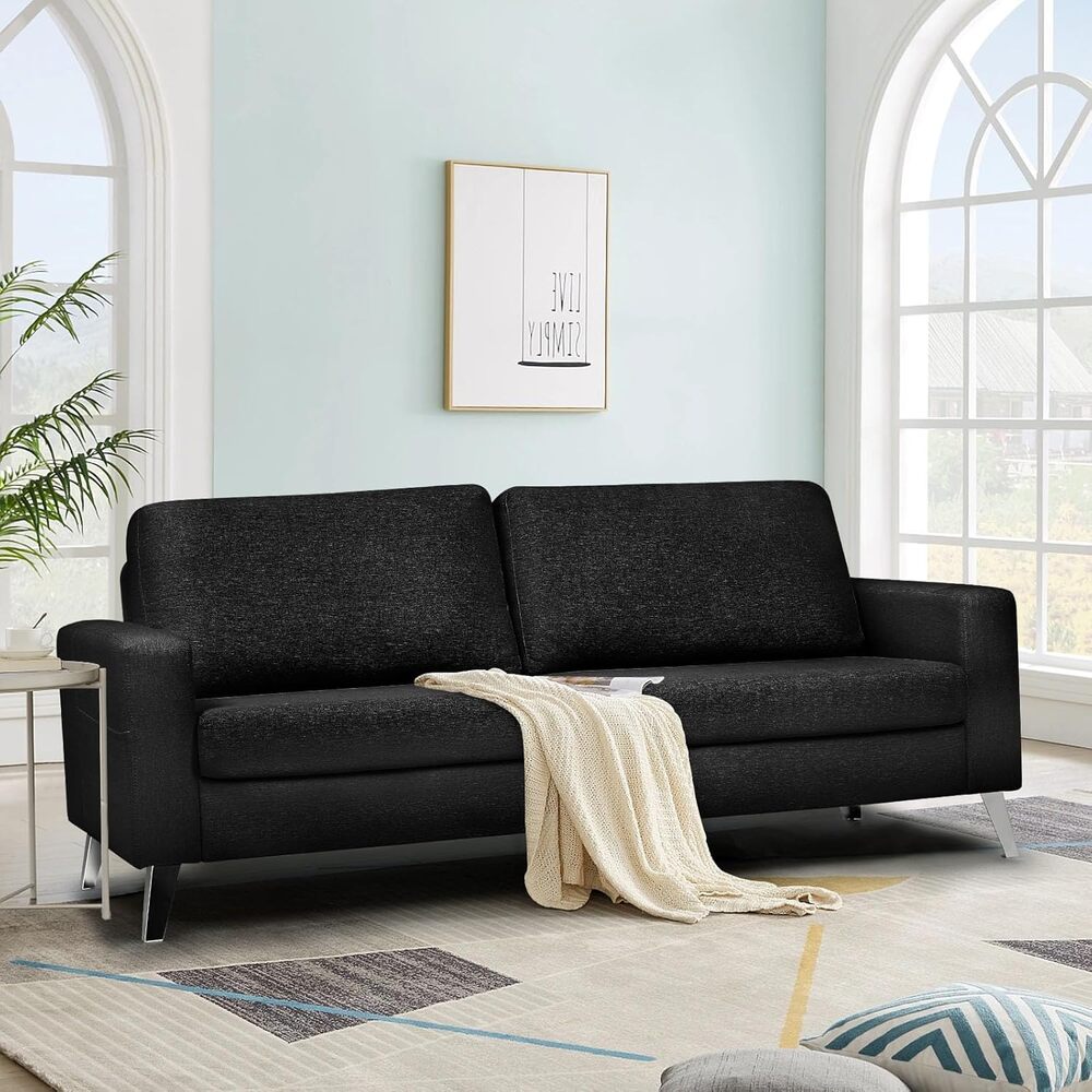 AECOJOY 13136BK-LS01 79-in Midcentury Black 2 -seater Reclining Sofa
