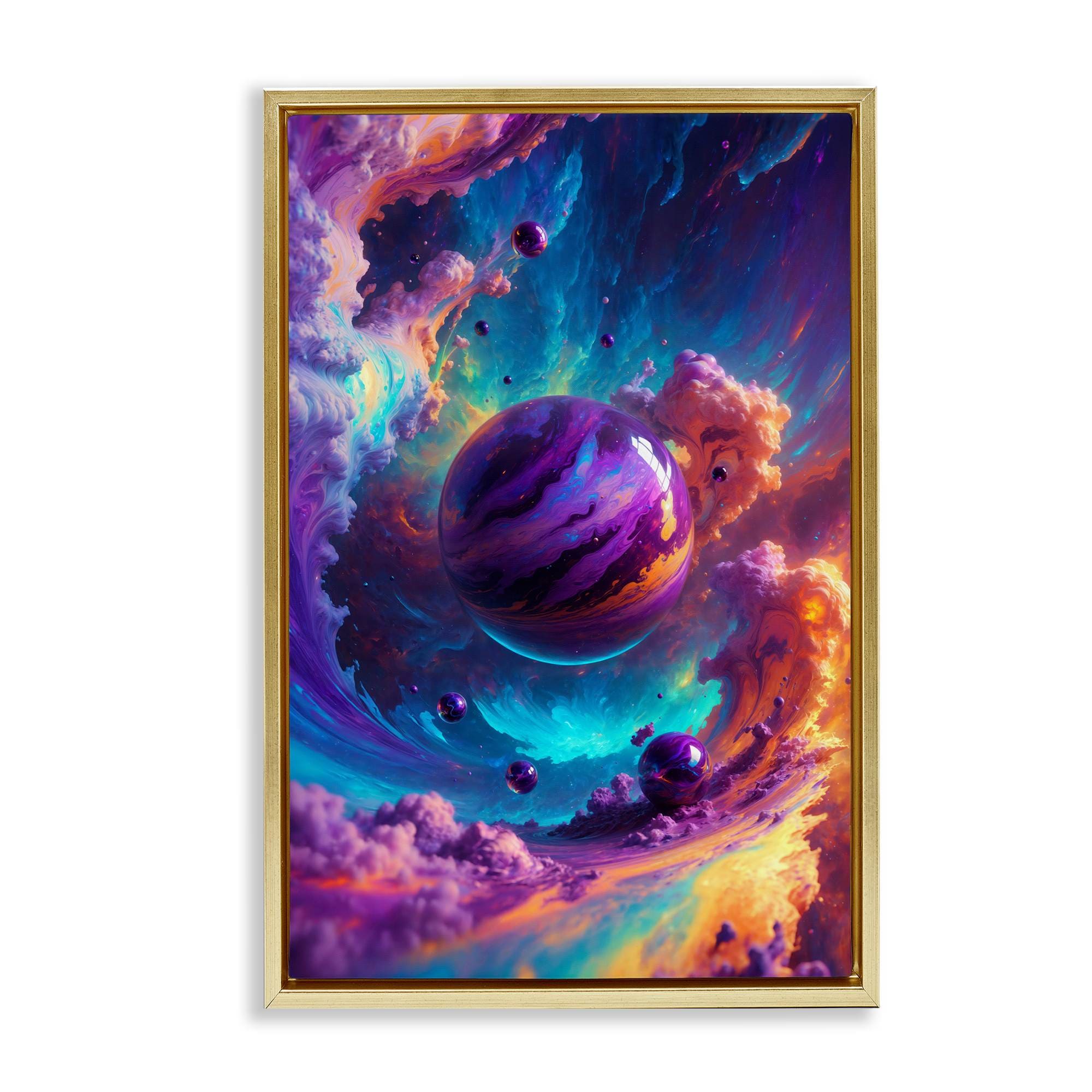 Stupell Industries BT-297-FFG-16X24 Surreal Planets with Chromatic Clouds Floating Frame design by Wumples