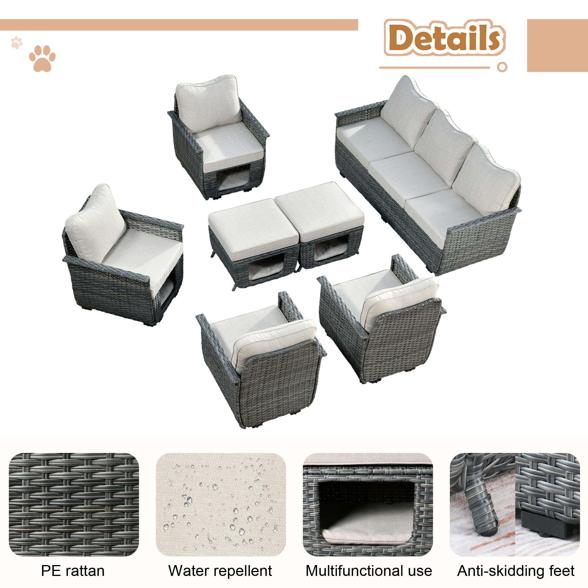 Pouuin SPET6007 Patio-Conversation-Sets - View #2