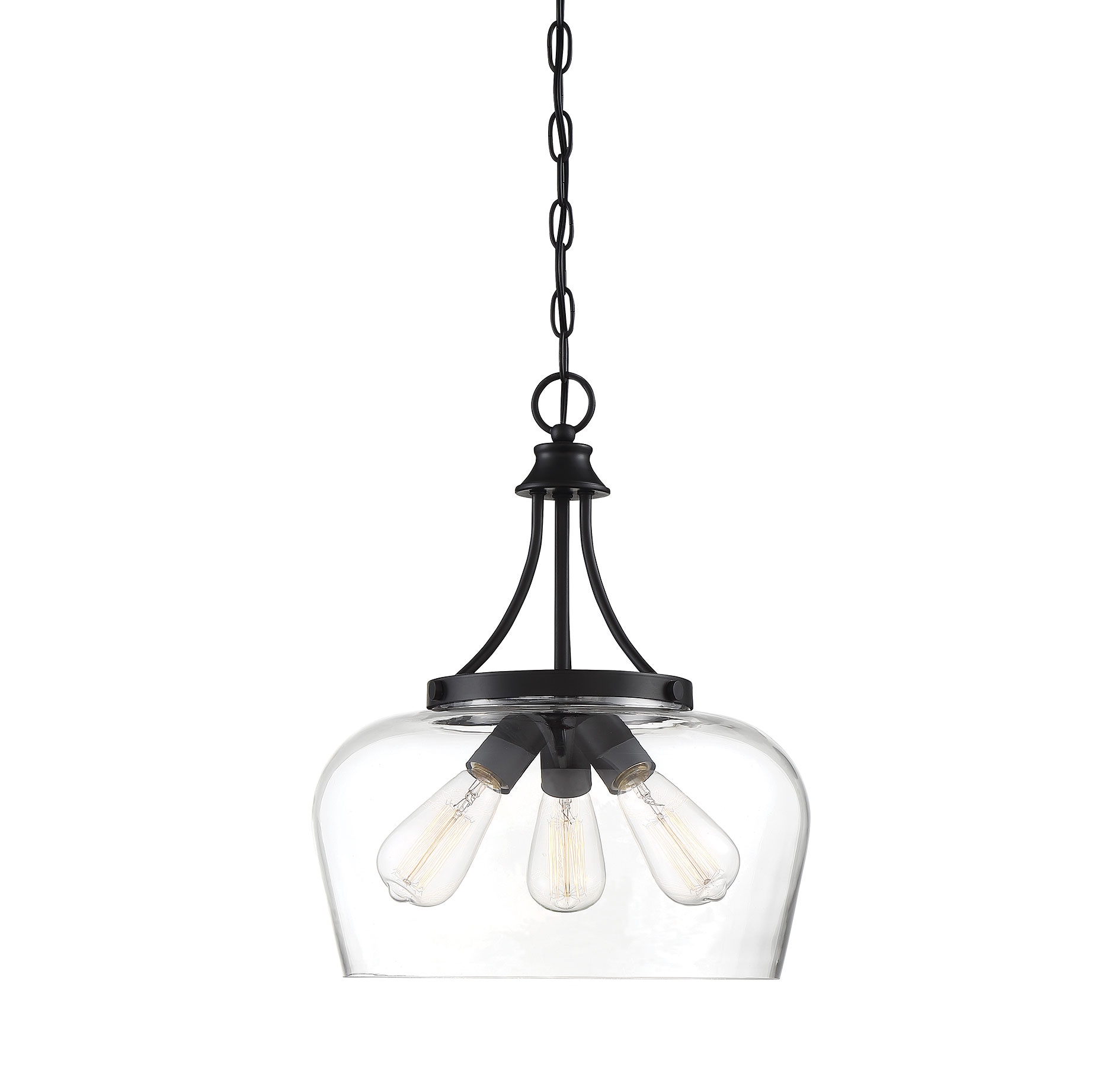 Savoy House Octave Black 3-Light Pendant with Clear Glass Shade