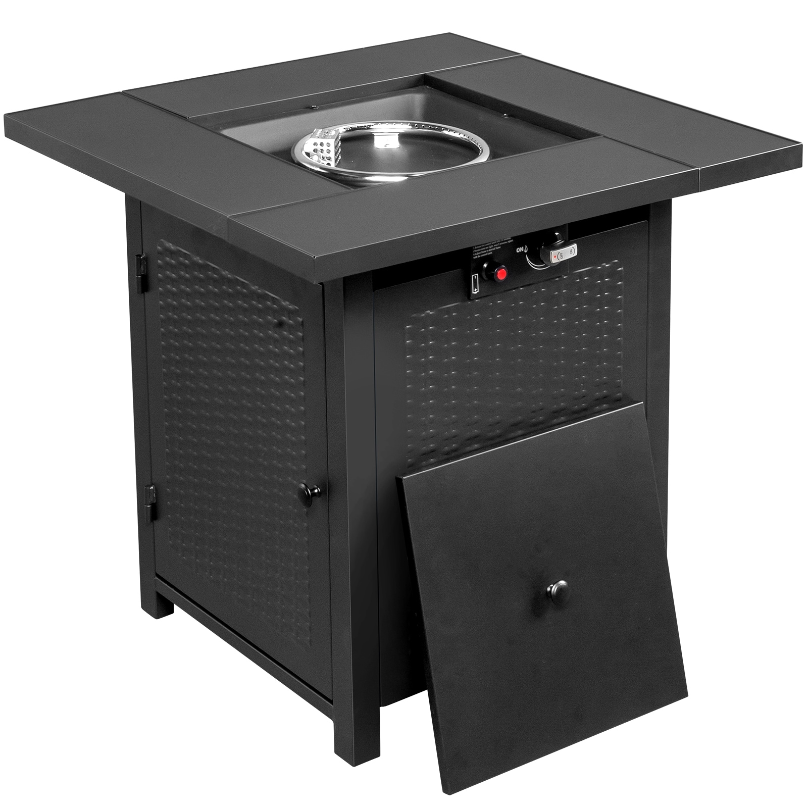 Outopee LO1G57000534 Fire Pit Table 28-in W Black Steel Square Tabletop Liquid propane Fire table