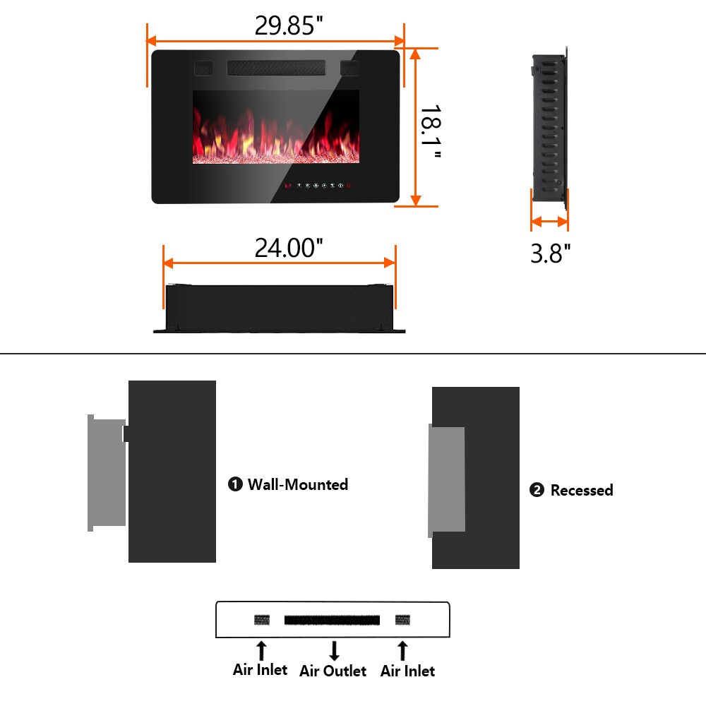 COWSAR LSFPC3-30 Electric-Fireplaces - View #7