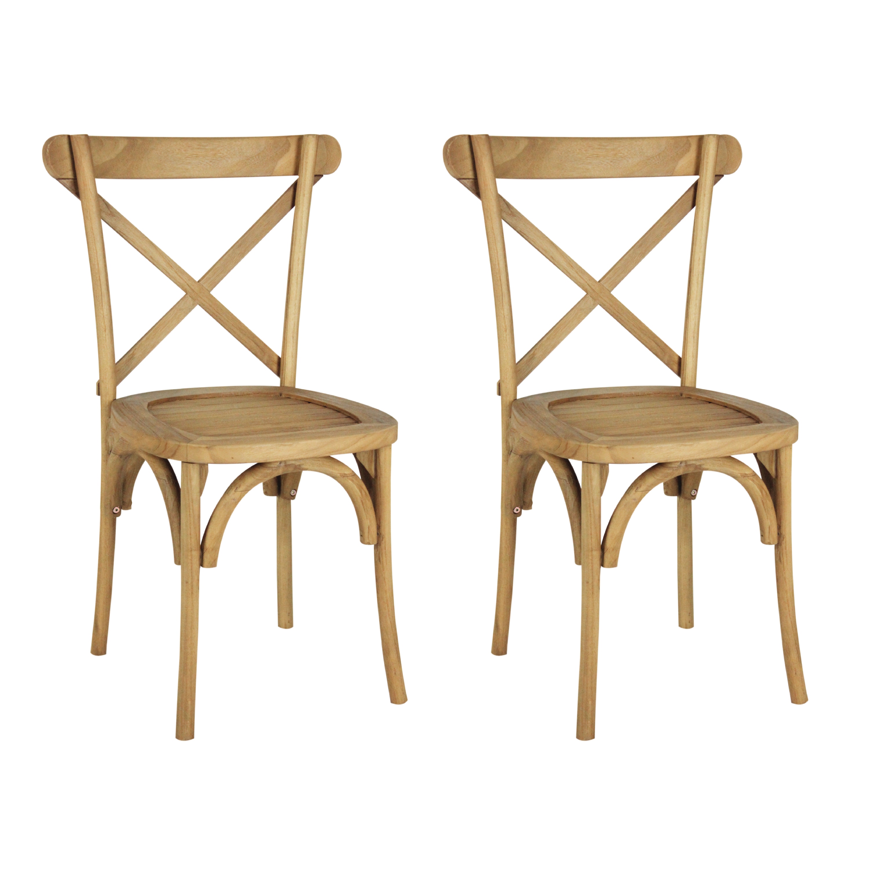 JONATHAN  Y DNG1000A-SET2 Annecy X-Back Classic Traditional Set of 2 Stackable Natural Wood Frame Stationary Dining Chair with Solid Seat
