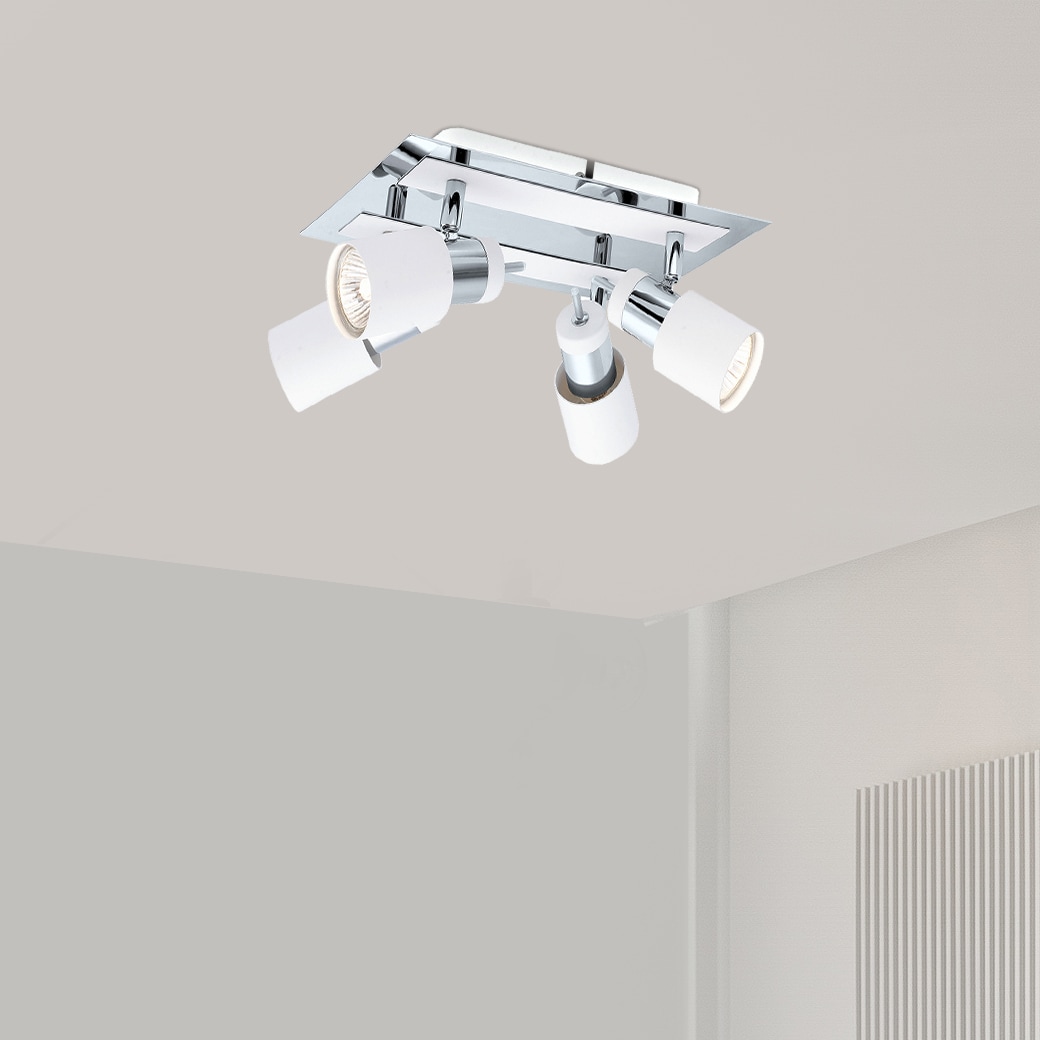 Davida Chrome White Modern 4-Light Semi-Flush Mount