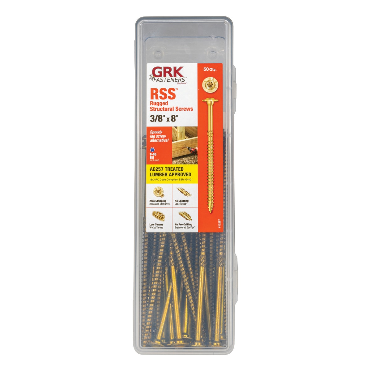 GRK Fasteners 12287 RSS 3/8-in x 8-in Polymer Exterior Wood screws ( 50 -Per Box )